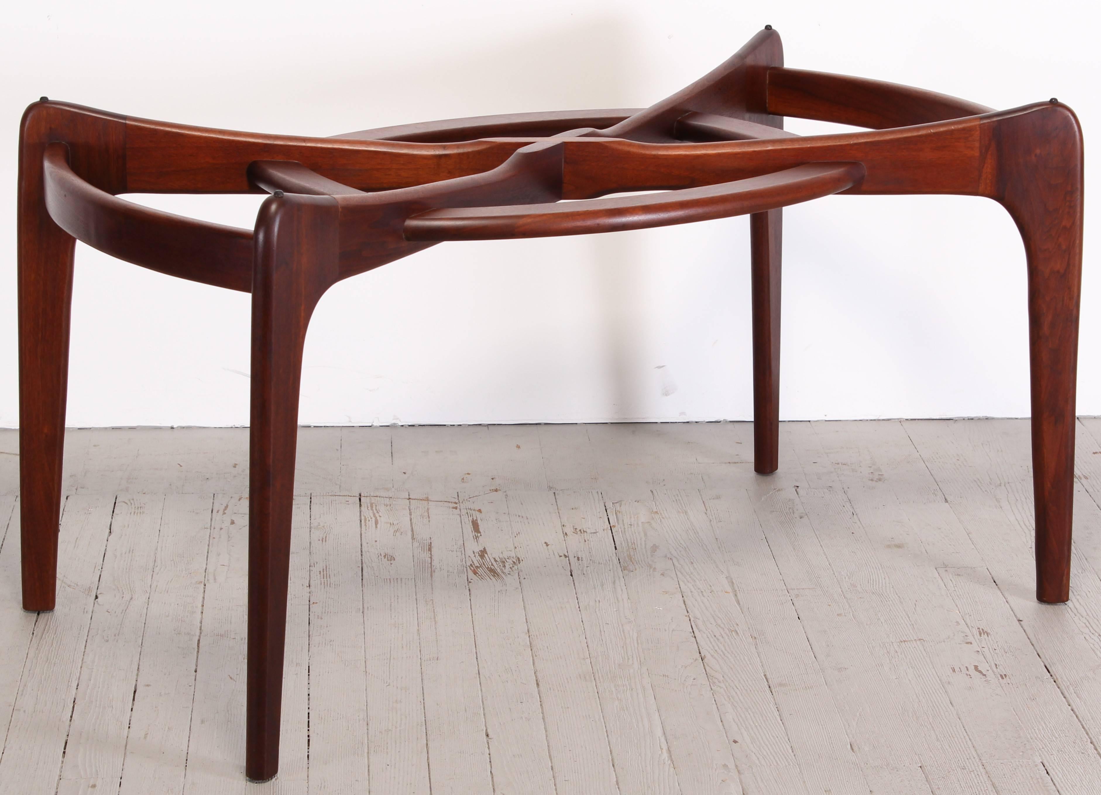 Adrian Pearsall Walnut Dining Table with Original Glass, 1960s 2