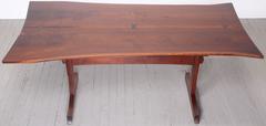 Richard Kagan Table à tréteaux en noyer Style Nakashima:: 1970