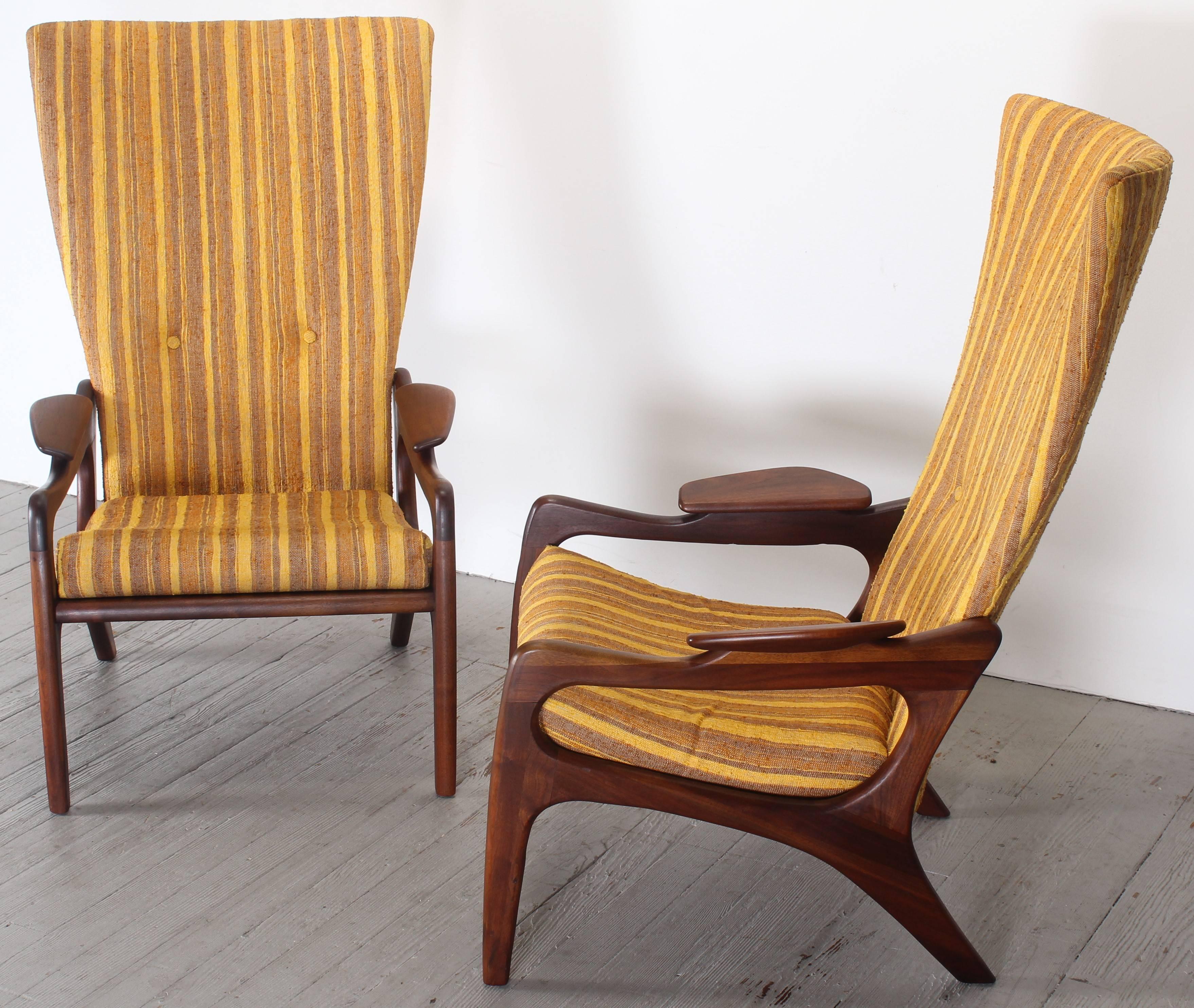 Mid-Century Modern Pair of Original Adrian Pearsall Wingback Chairs, 1960s