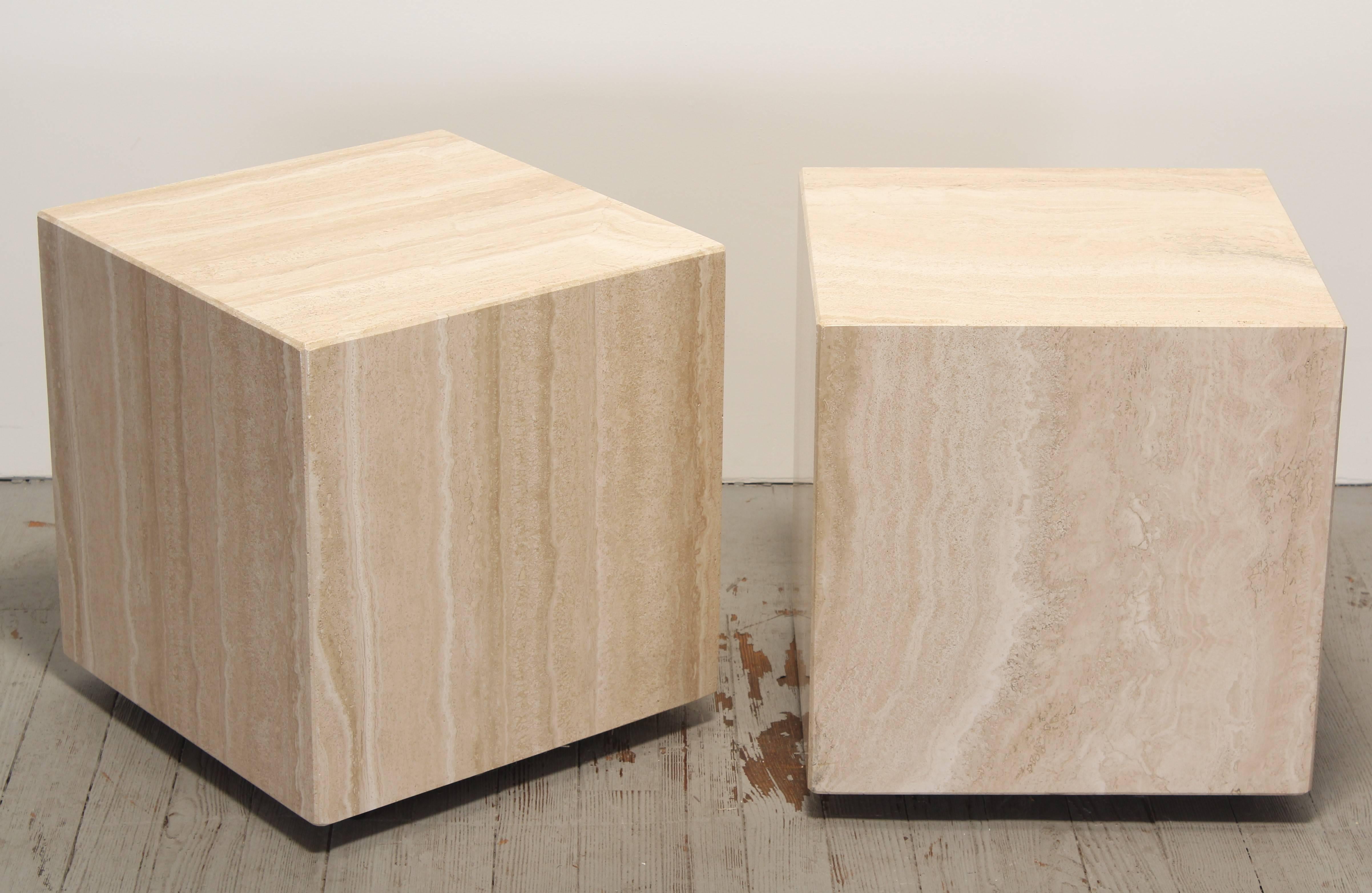 Pair of Travertine Marble Side Tables, 1970s 2