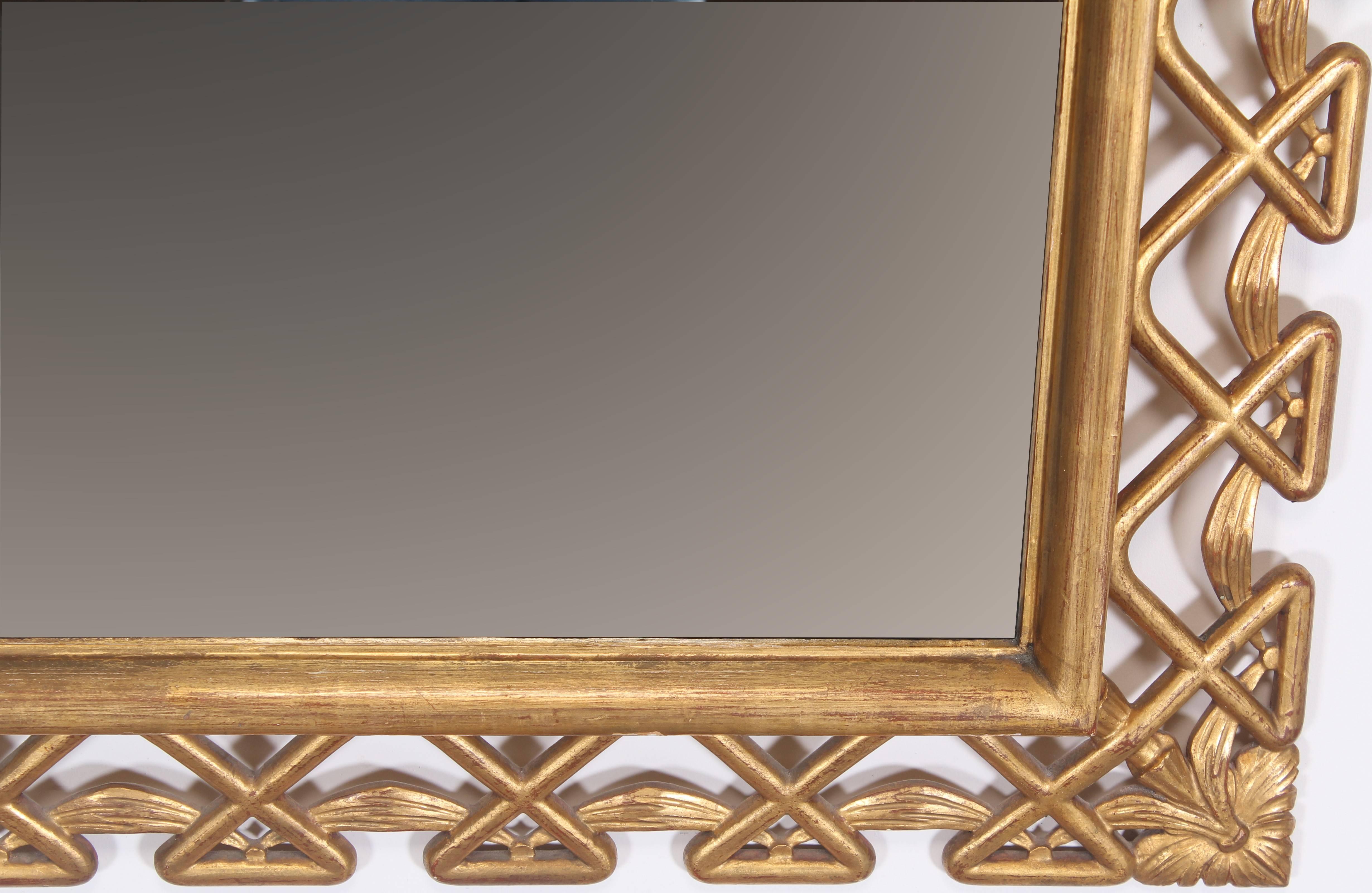 20th Century Hollywood Regency Italian Gilt Frame Mirror, 1950s