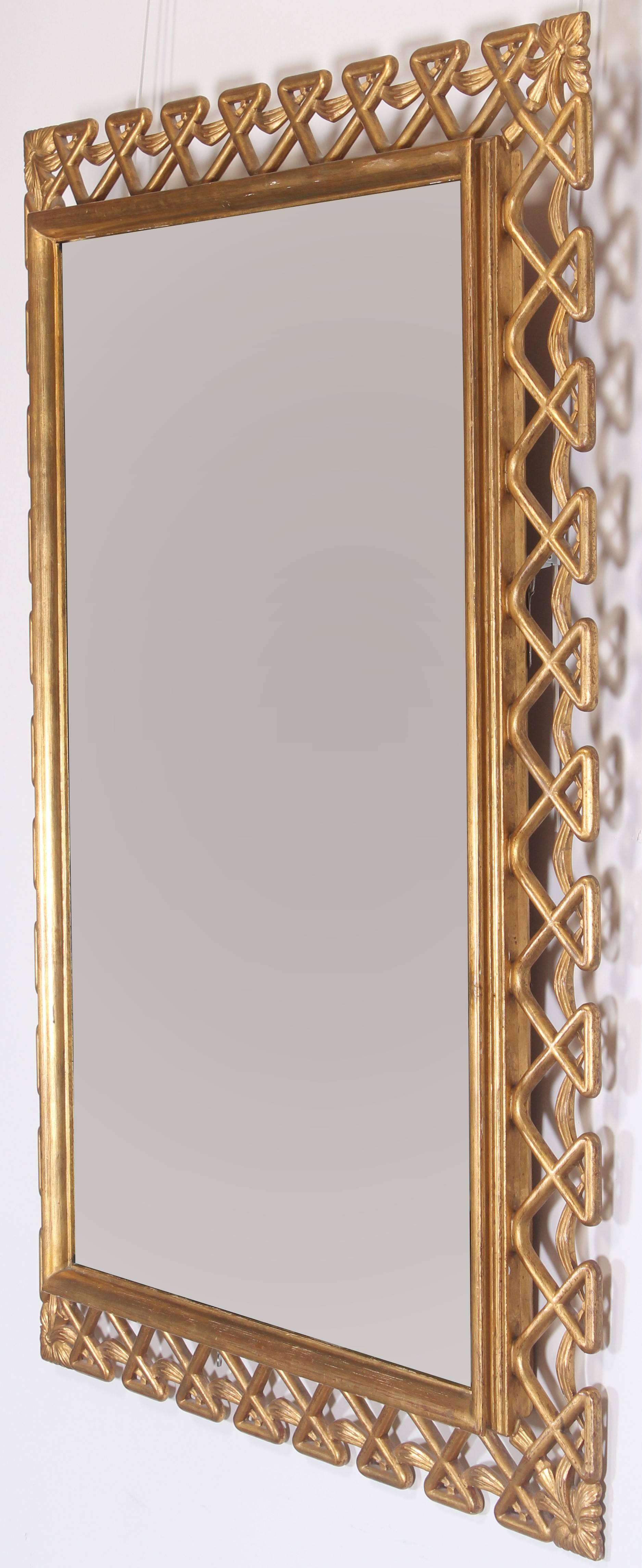 Wood Hollywood Regency Italian Gilt Frame Mirror, 1950s