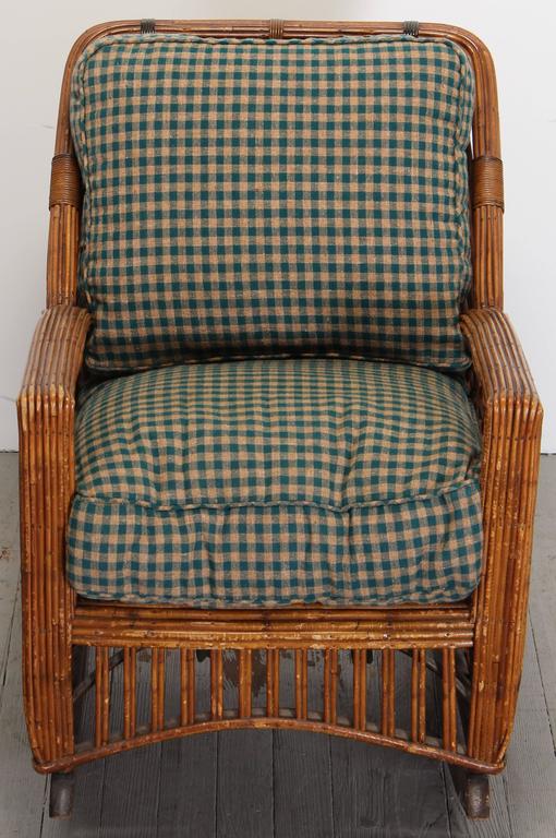 Cramer Art Deco Stick Reed Rattan Wicker Rocking Chair, 1930s at 1stDibs