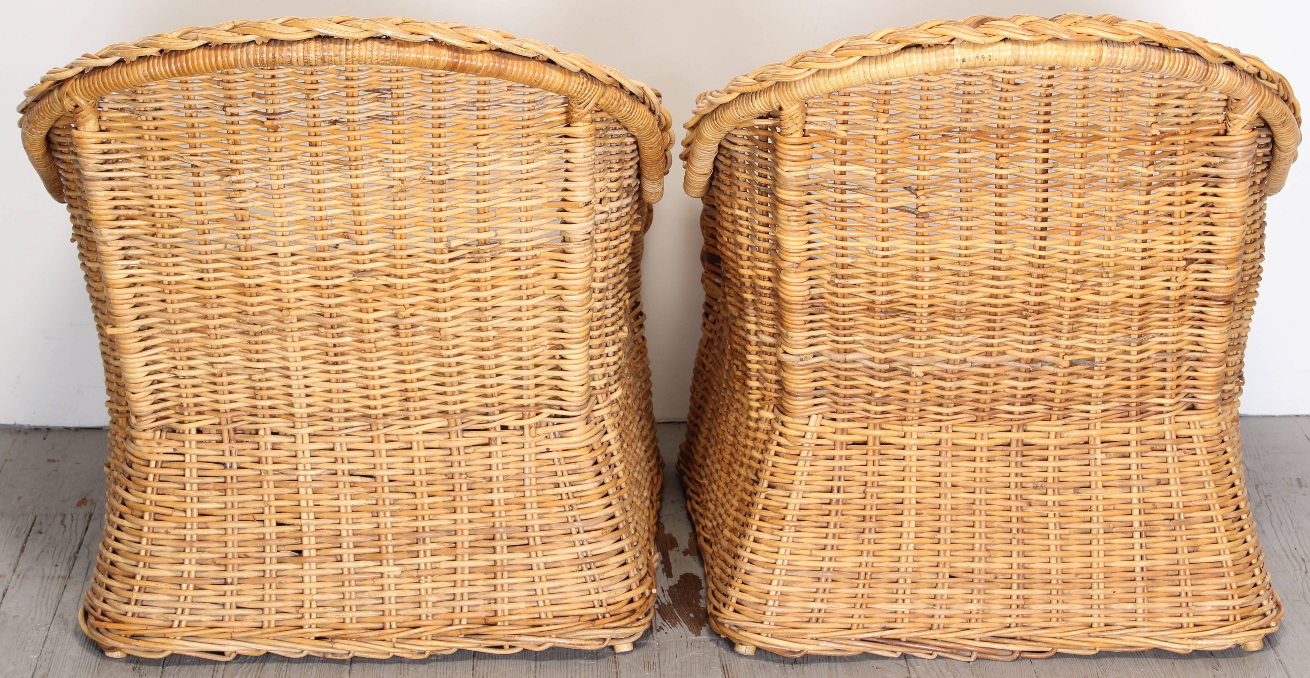 Pair of Wicker Armchairs, 1960 In Good Condition In Hamburg, PA