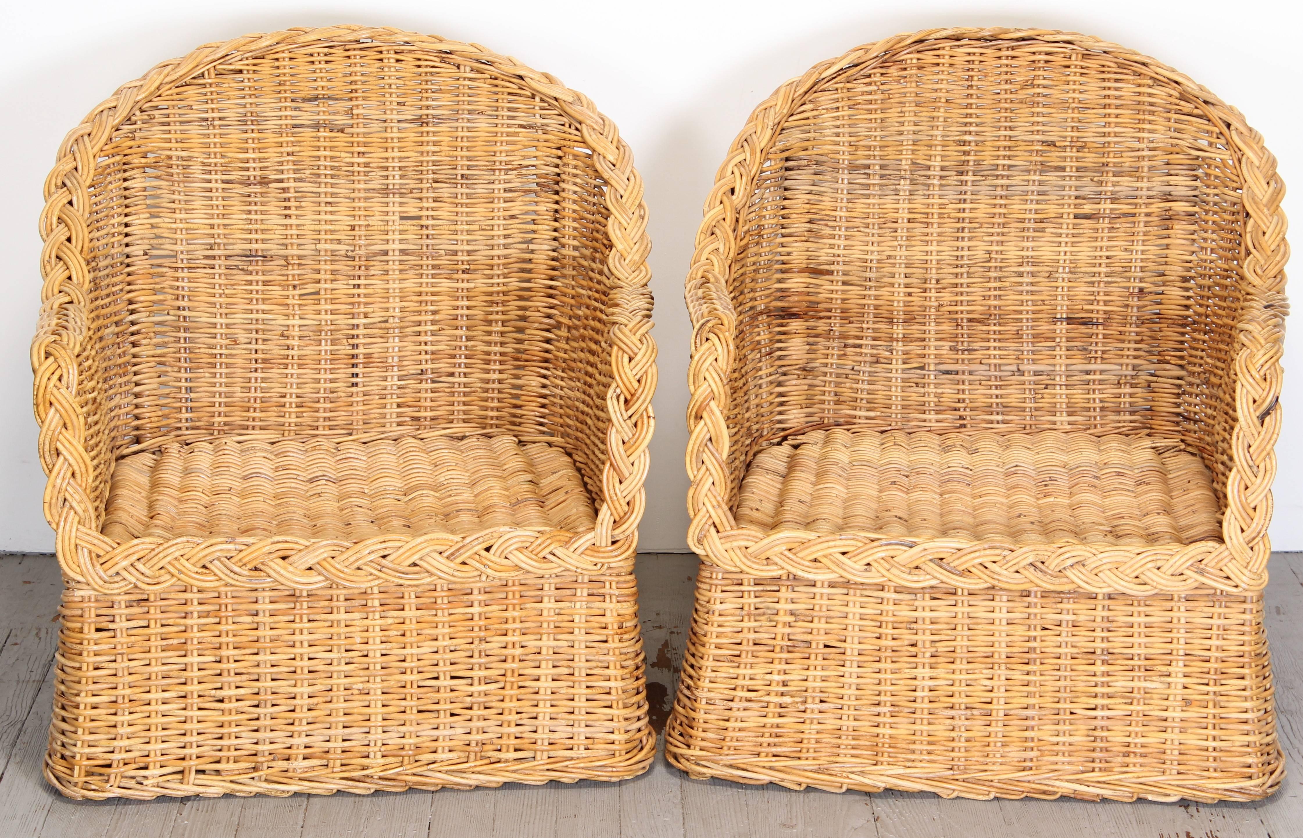 Pair of Wicker Armchairs, 1960 2