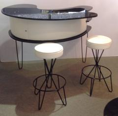 Paul Tuttle Lacquer Boomerang Bar and Two Swivel Bar Stools