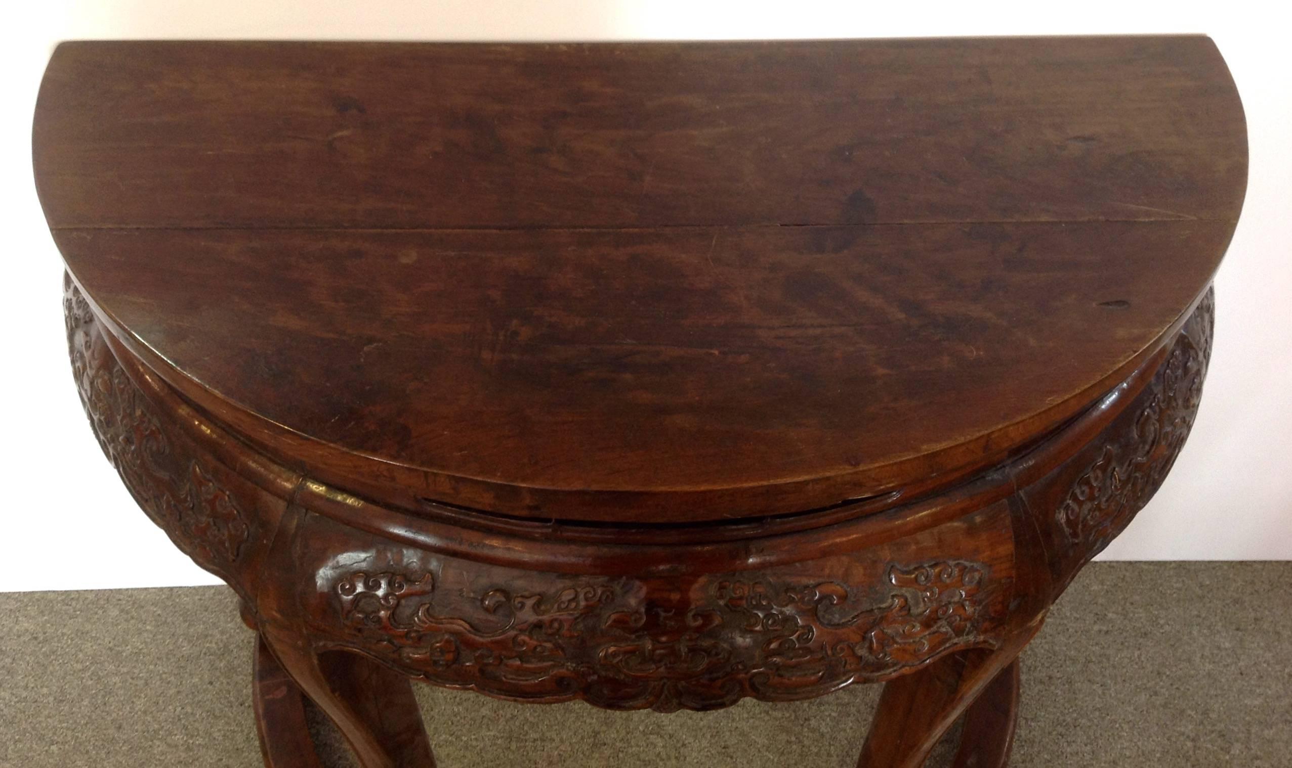 Pair of Chinese Demilune Tables 19th Century 35