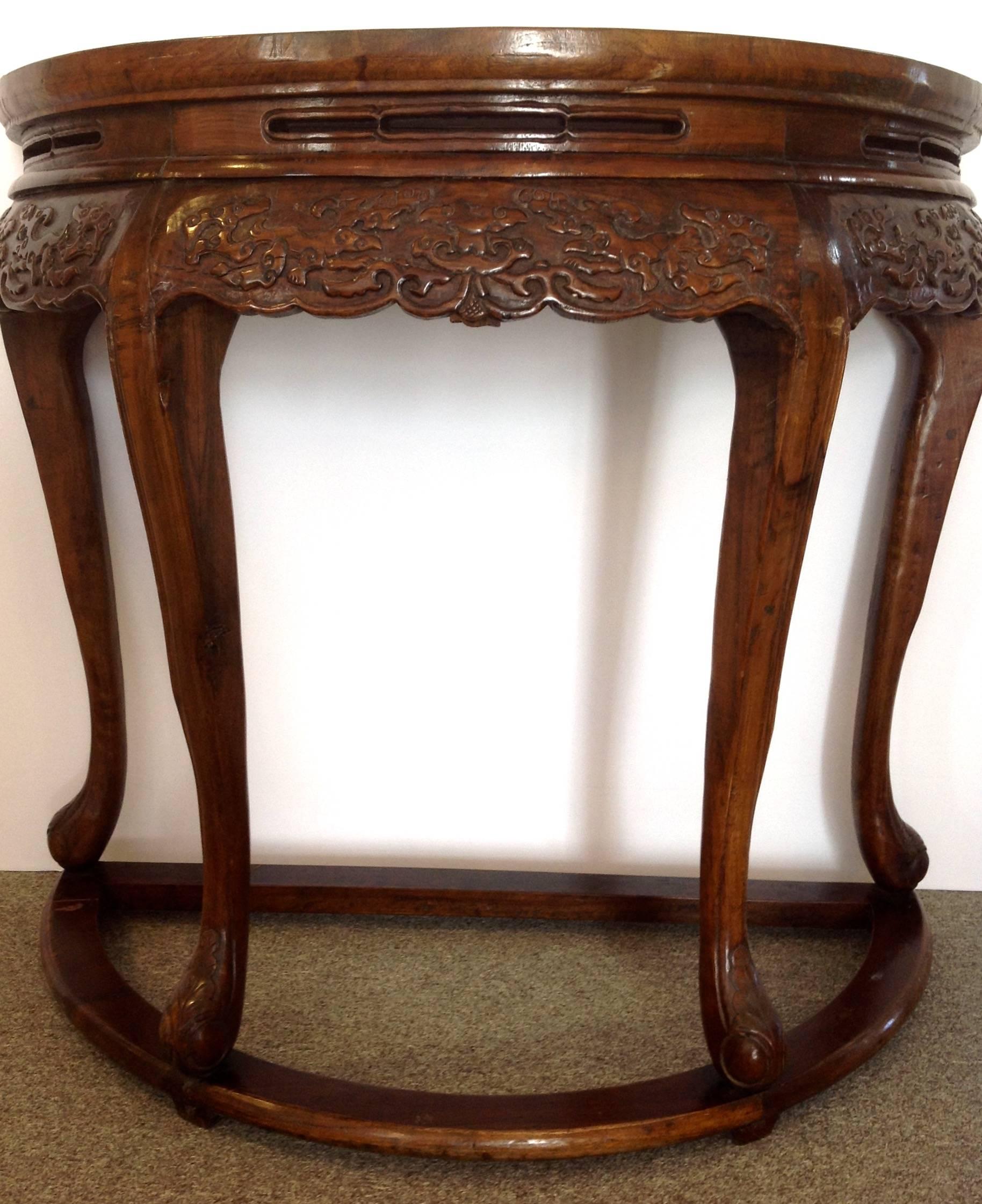 Pair of Chinese Demilune Tables 19th Century 35