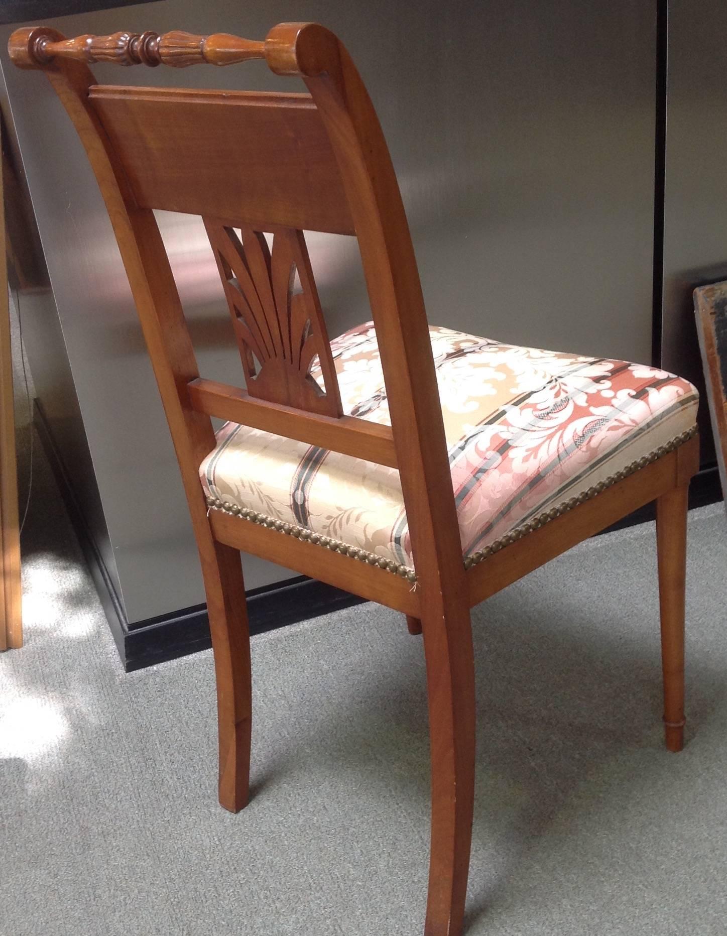 Pair of Biedermeier Fruitwood Side Chairs, circa 1850 In Excellent Condition For Sale In Houston, TX