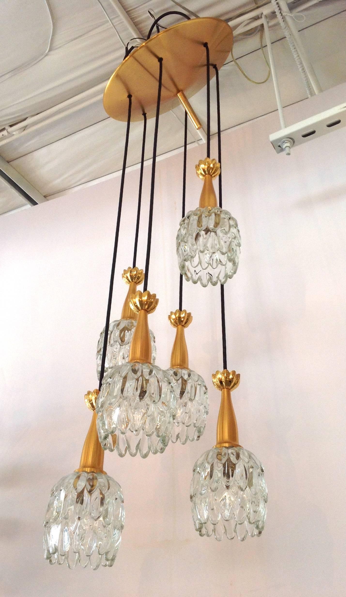Six-Light Kalmar Chandelier, circa 1960s In Excellent Condition For Sale In Houston, TX