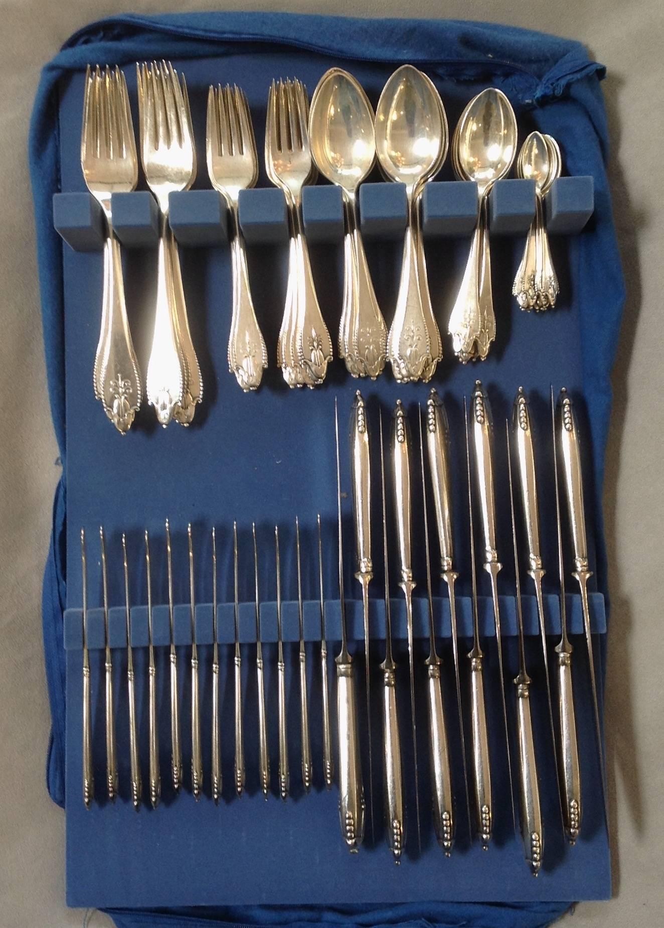 Danish Georg Jensen Akkeleje Sterling Flatware Circa 1918 For Sale