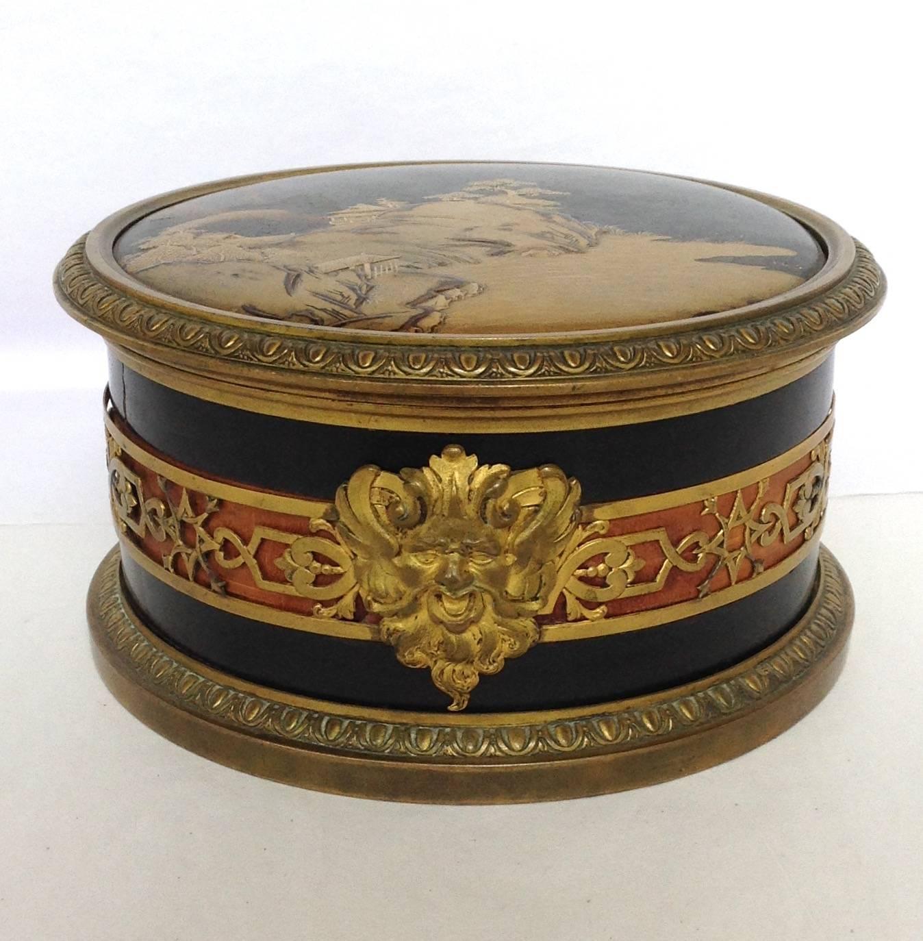 Boin-Taburet French Bronze Box Japanese Lacquer 19th Century In Excellent Condition For Sale In Houston, TX