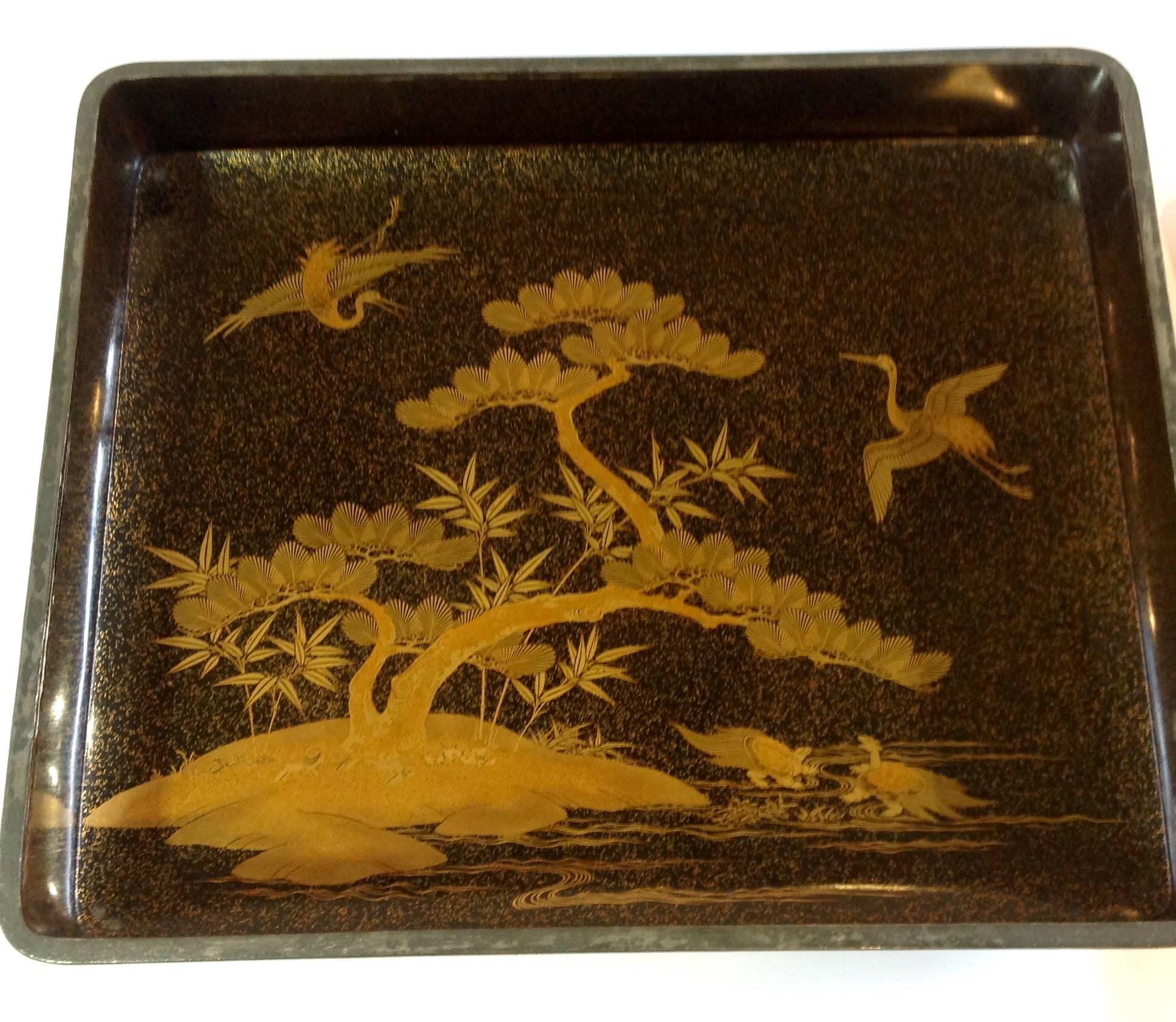 19th Century Japanese Obe Lacquer Box Meiji For Sale