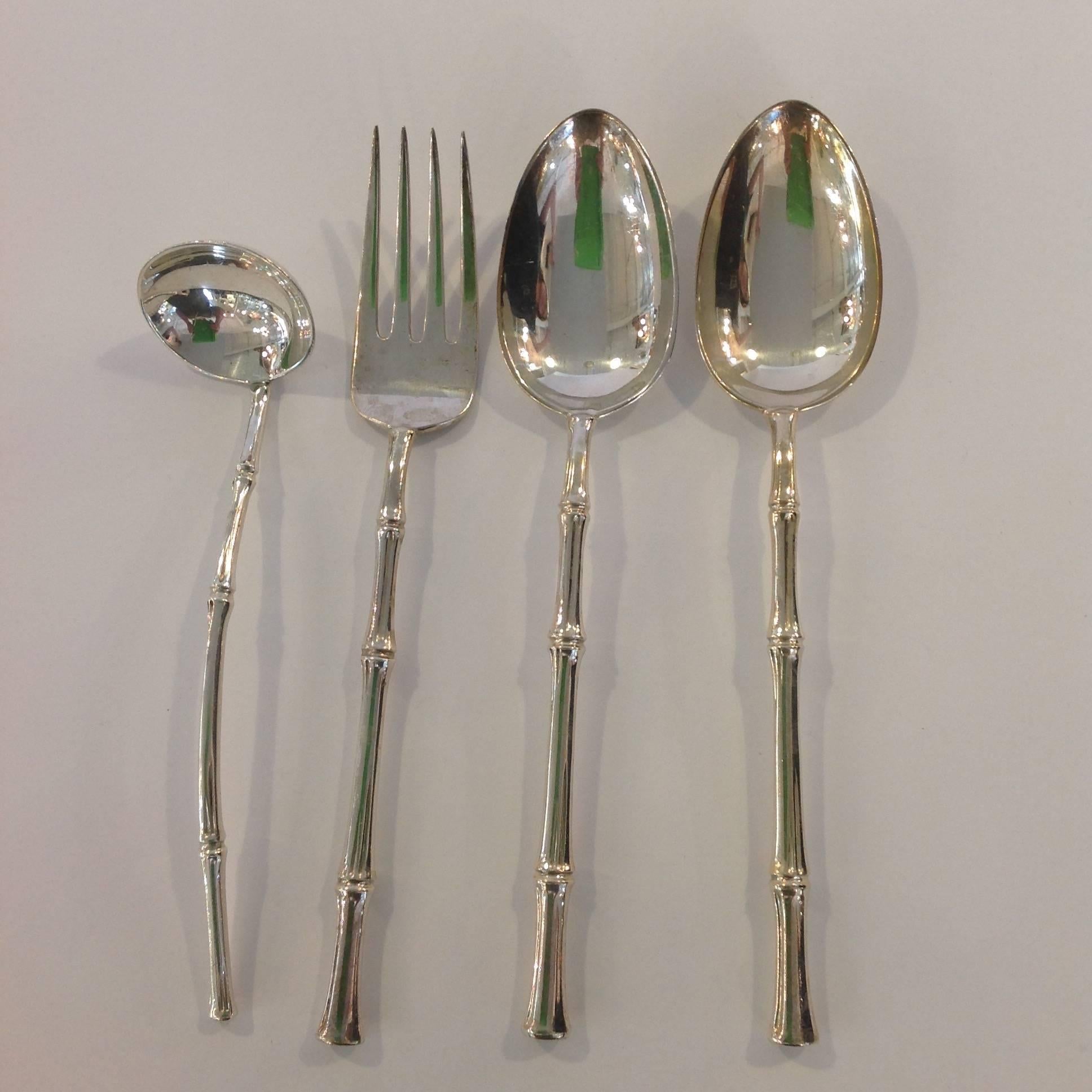 Modern Bamboo by Tiffany & Co Sterling Flatware Set Service for Eight