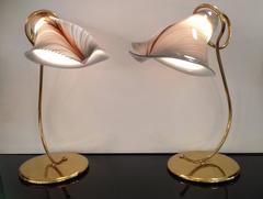 Pair of Murano Glass Shade Table Lamps