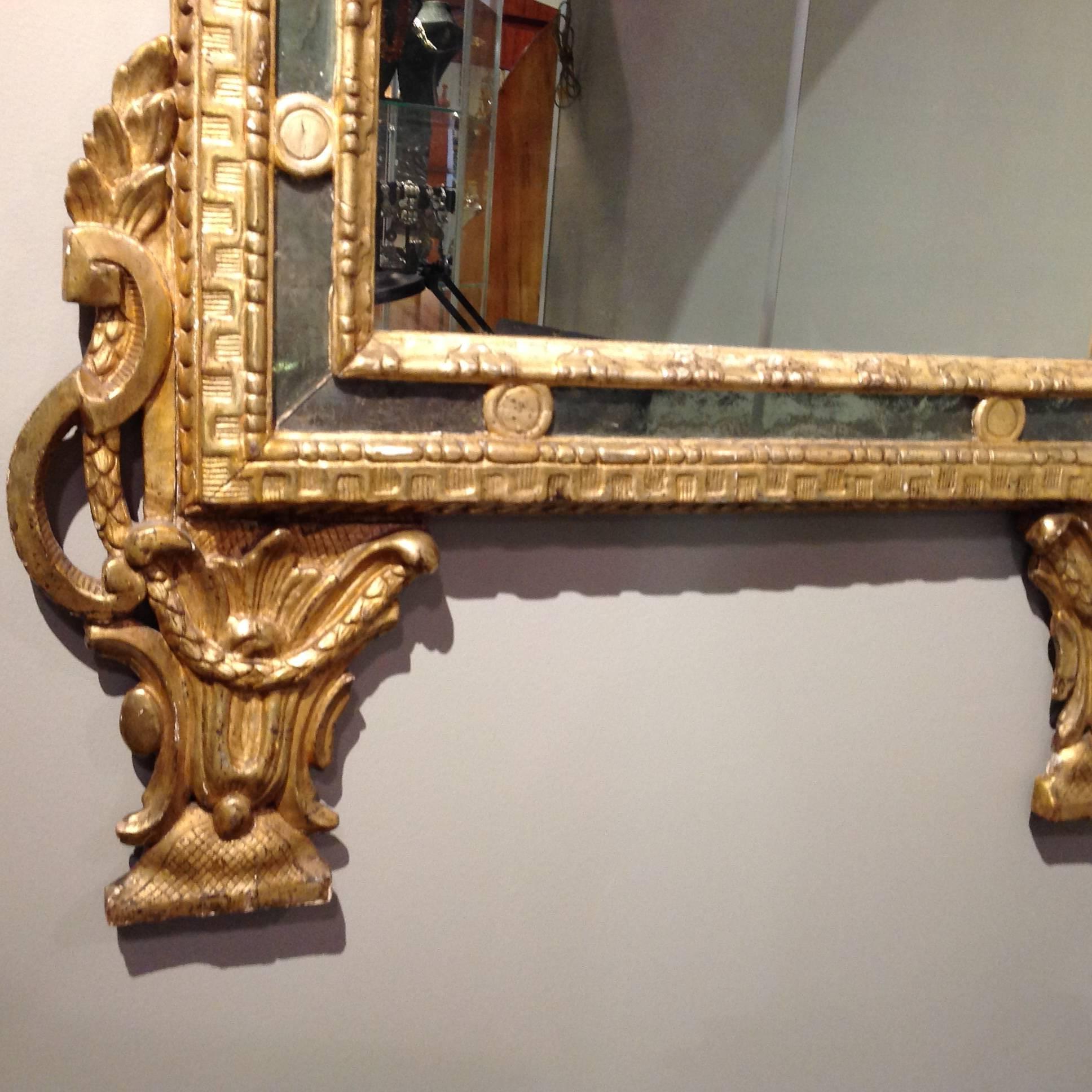 European Gilt Mirror Ornate Continental Antique For Sale
