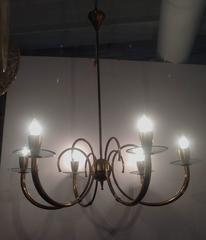 Brass and Glass Fontana Arte Style Chandelier 1960's