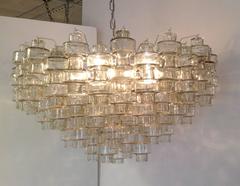 Large Clear Glass Barbell Murano Chandelier 1960's
