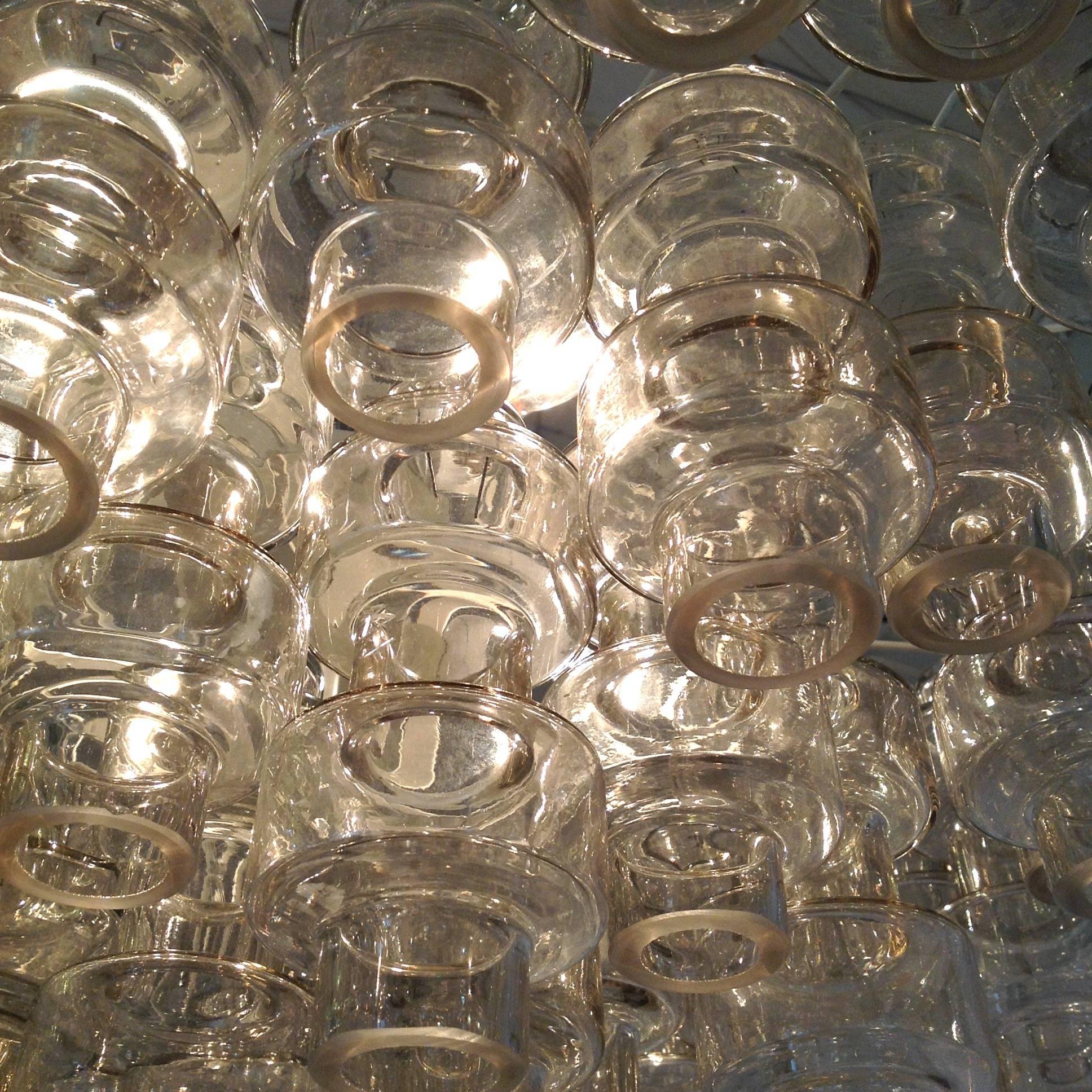 Italian Large Clear Glass Barbell Murano Chandelier 1960's For Sale