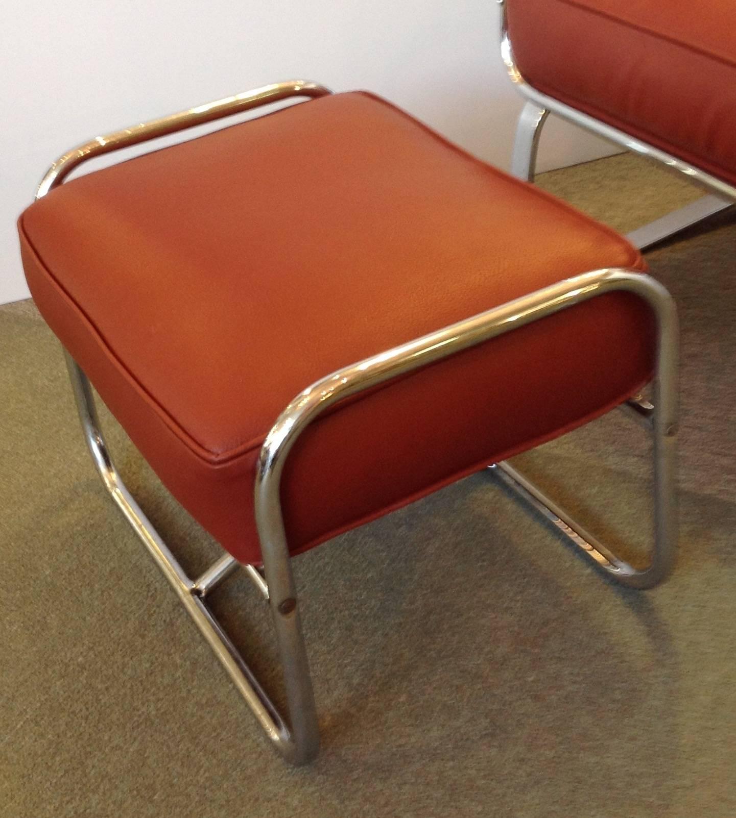 American Springer Lounge Chair and Ottoman Kem Weber For Sale