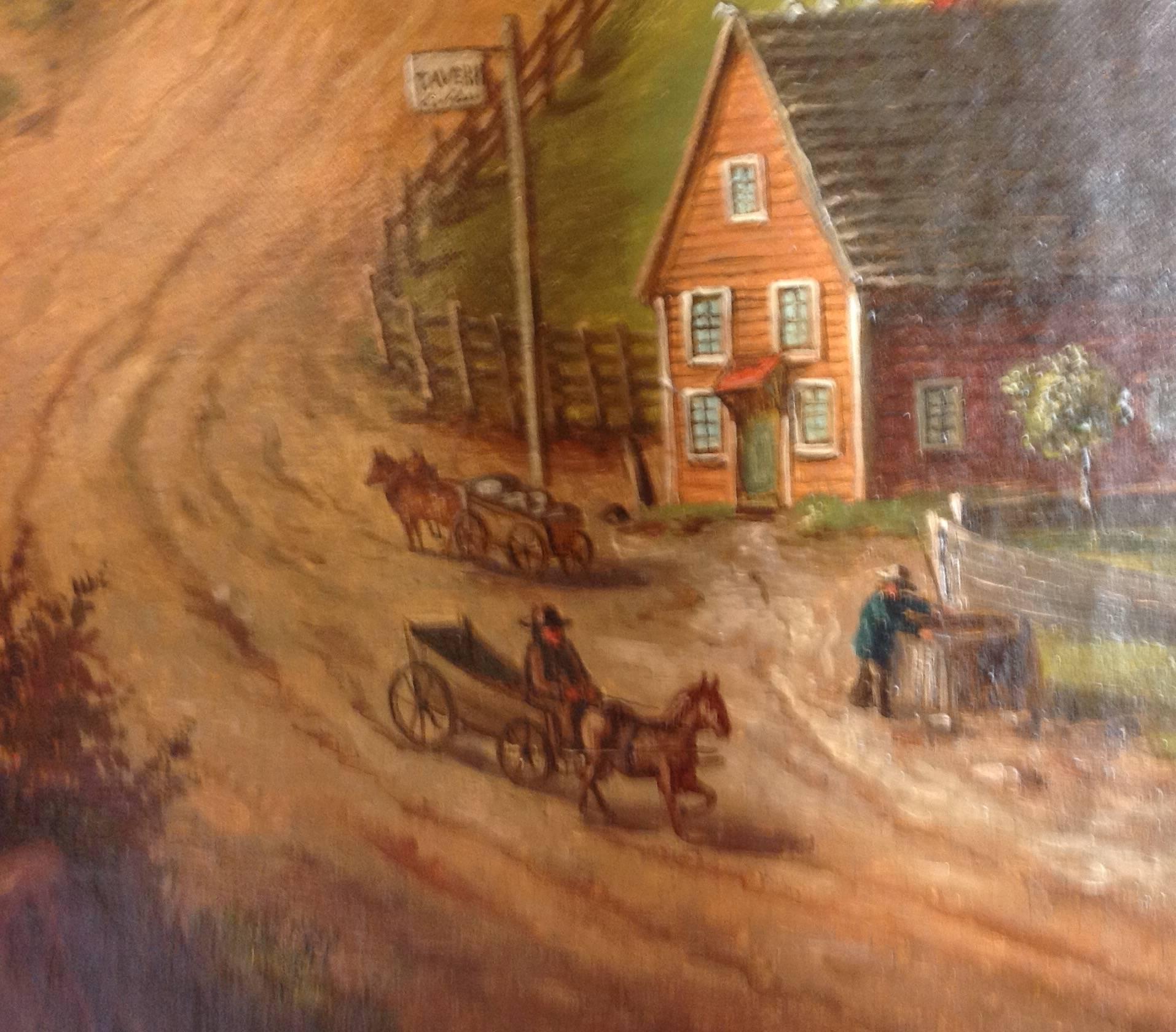 American Hudson River Valley Townscape Early 19th Century For Sale