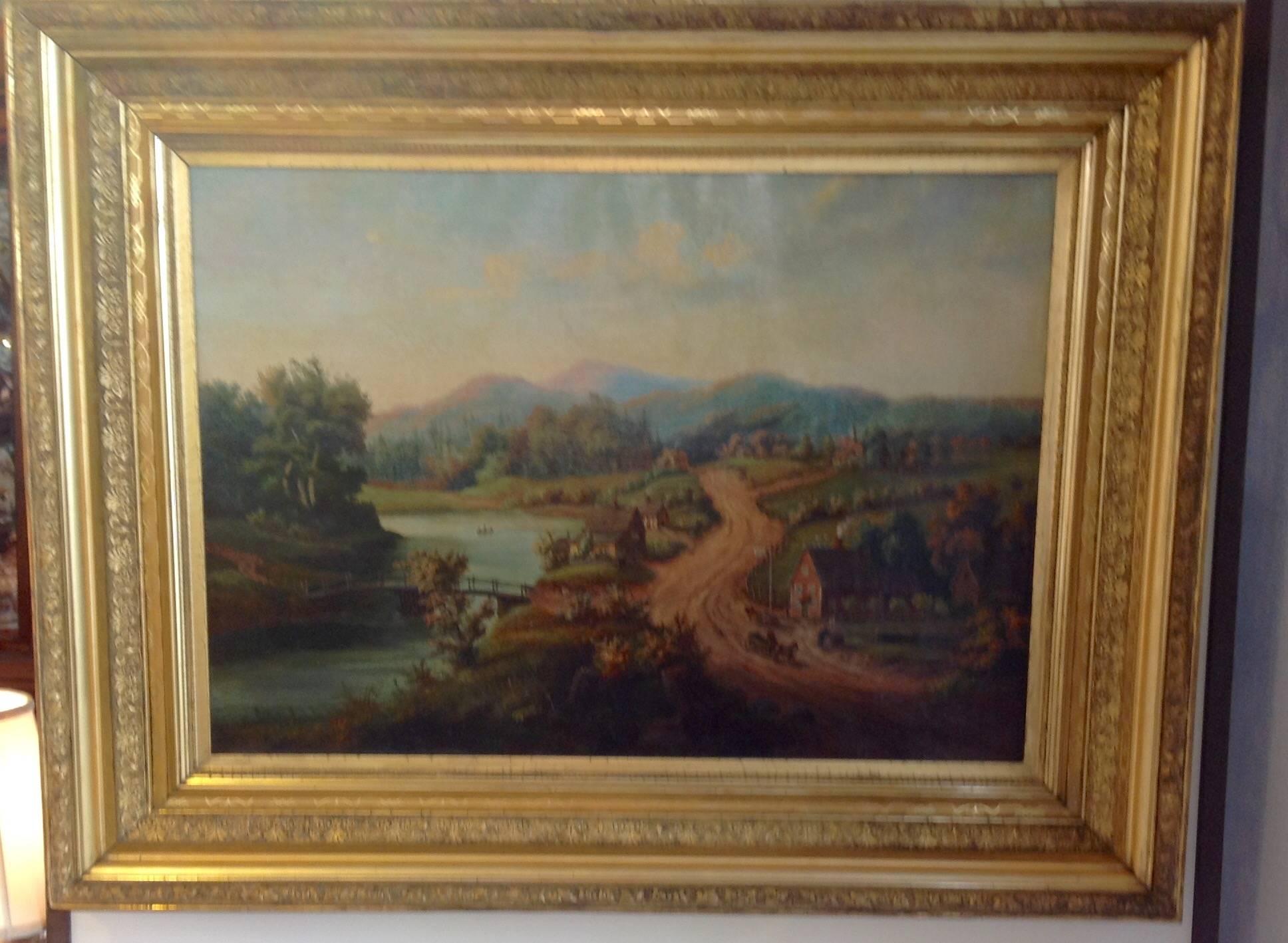 Mid-19th Century Hudson River Valley Townscape Early 19th Century For Sale