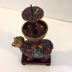 Two Cloisonné Animal Candlesticks
