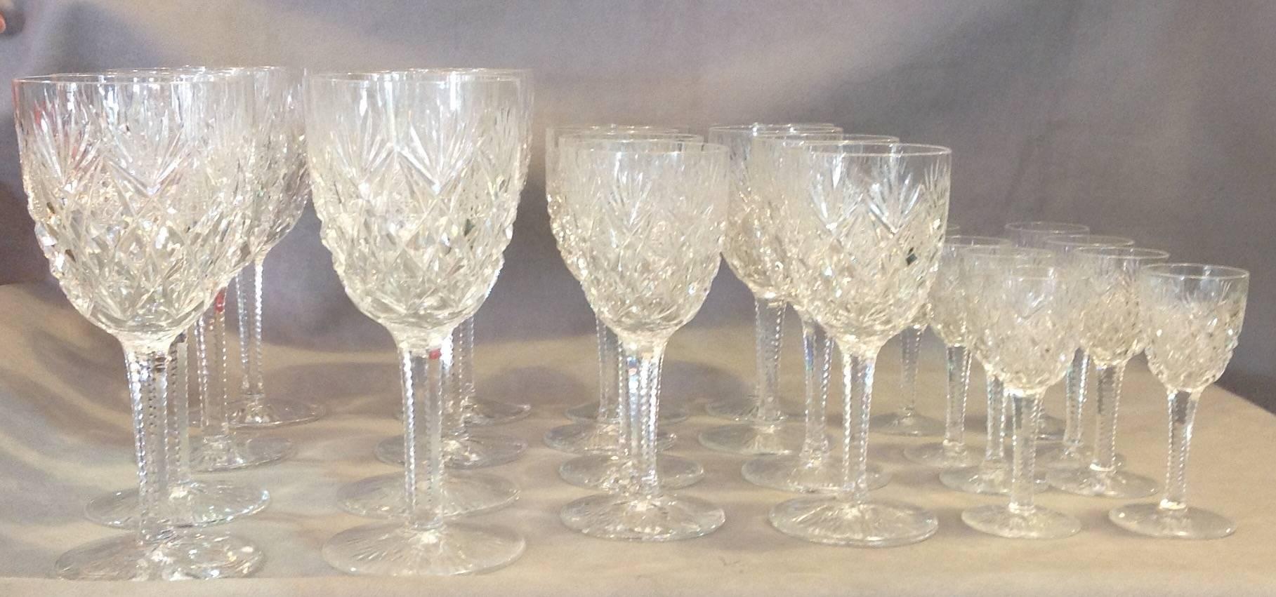 Saint Louis Florence Pattern Cut Crystal Stems 48 Pieces In Excellent Condition For Sale In Houston, TX