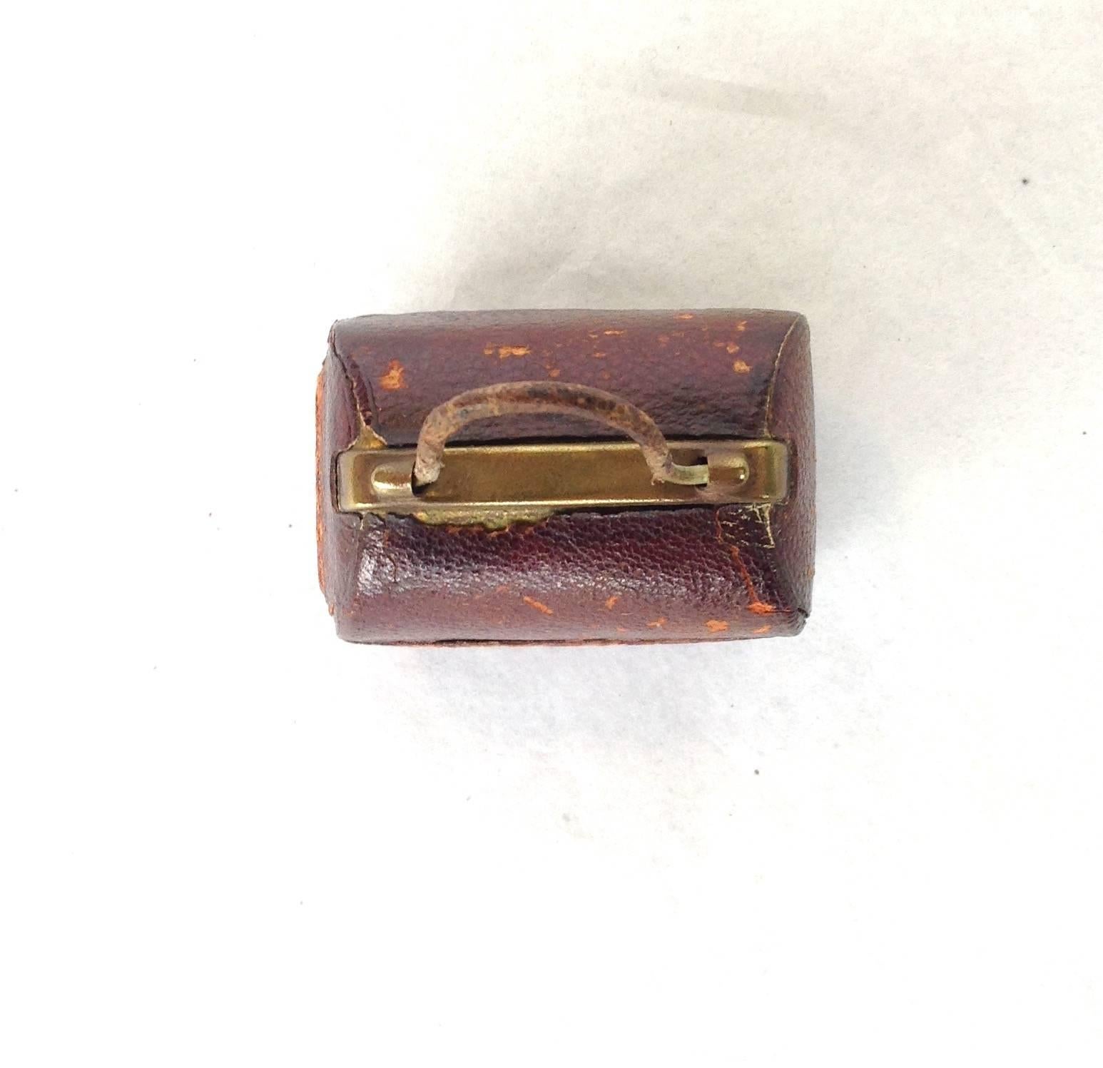 Brass Gladstone Bag Traveling Inkwell Late 19th Century For Sale