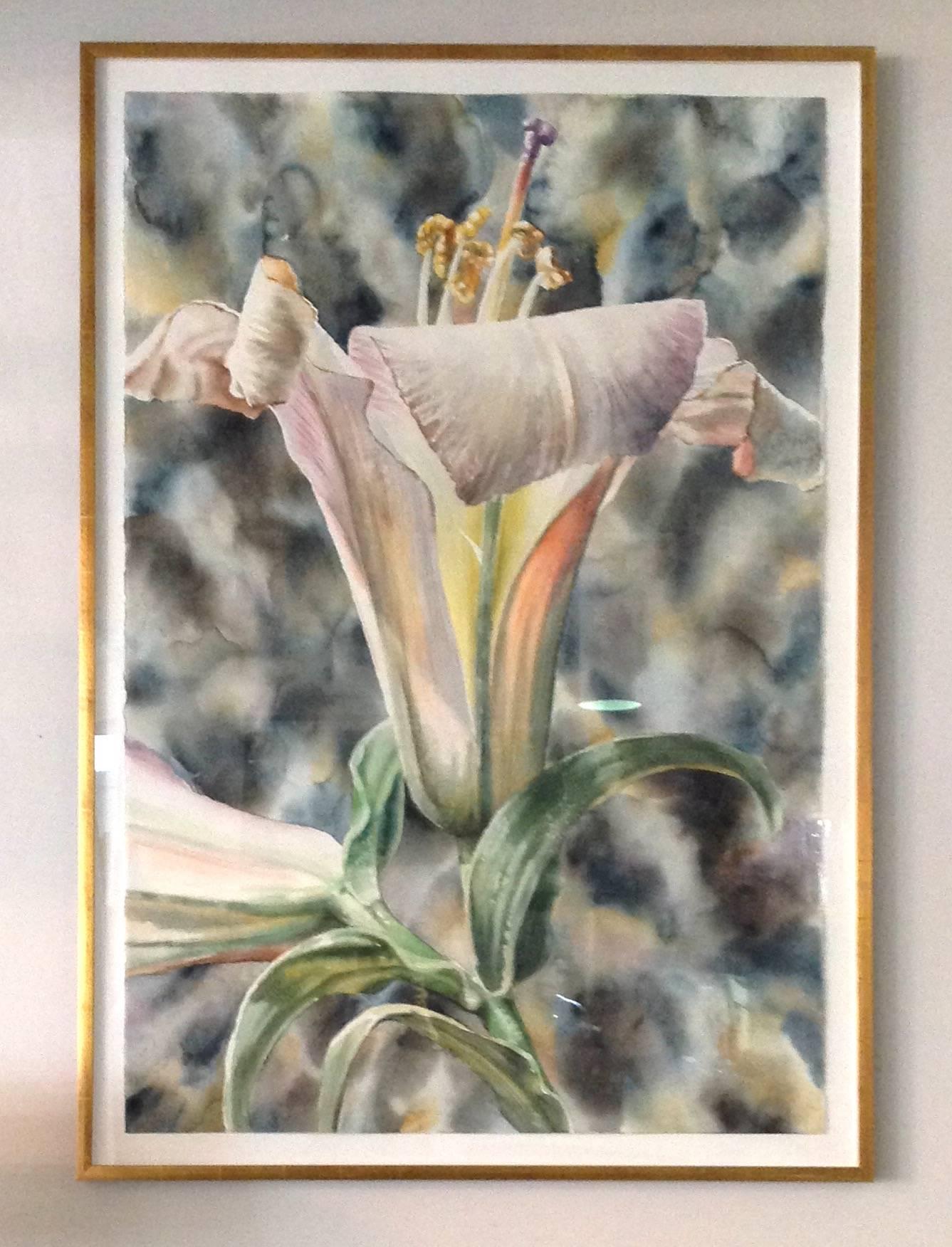 20th Century Anstis Lundy Lily Watercolor For Sale