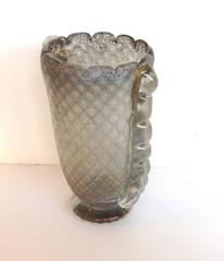 Italian Murano Grey Glass Vase Signed