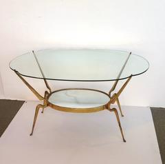 Oval Glass Coffee Table Attributed to Ico Parisi