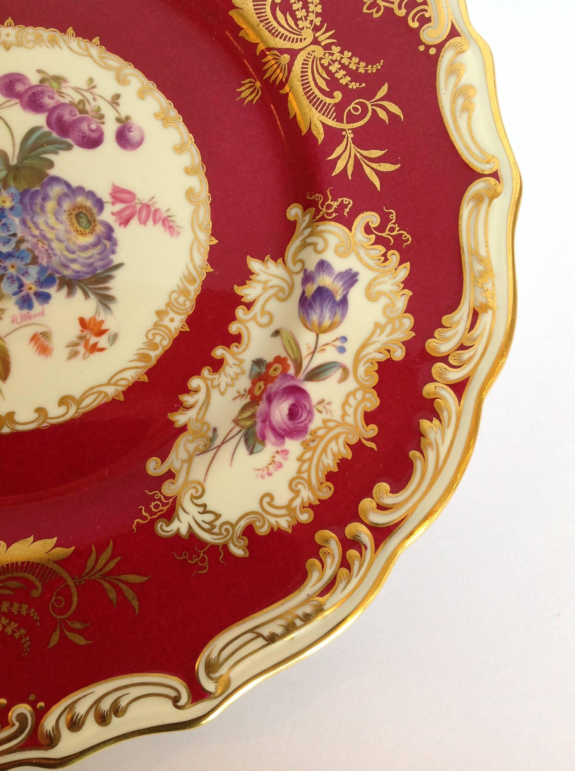 Porcelain Two Dozen Copeland Spode Hand-Painted 24 Plates For Sale