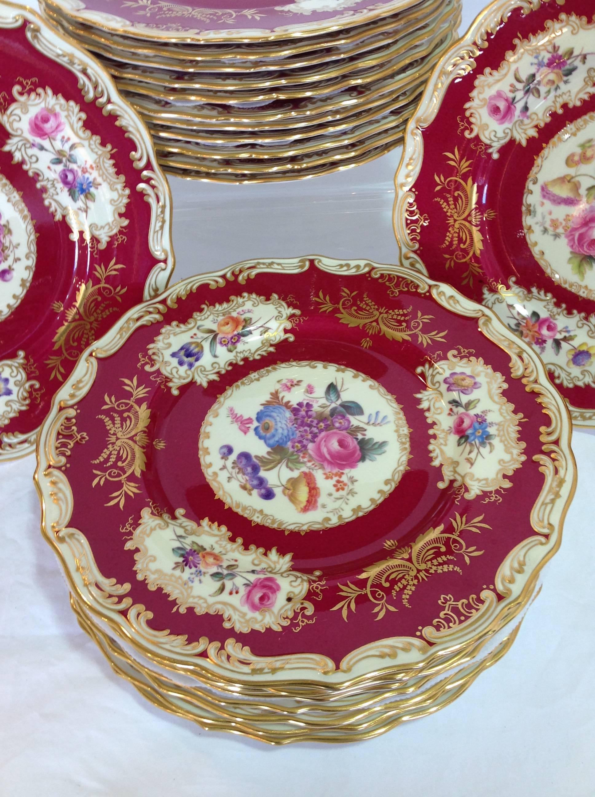 English Two Dozen Copeland Spode Hand-Painted 24 Plates For Sale