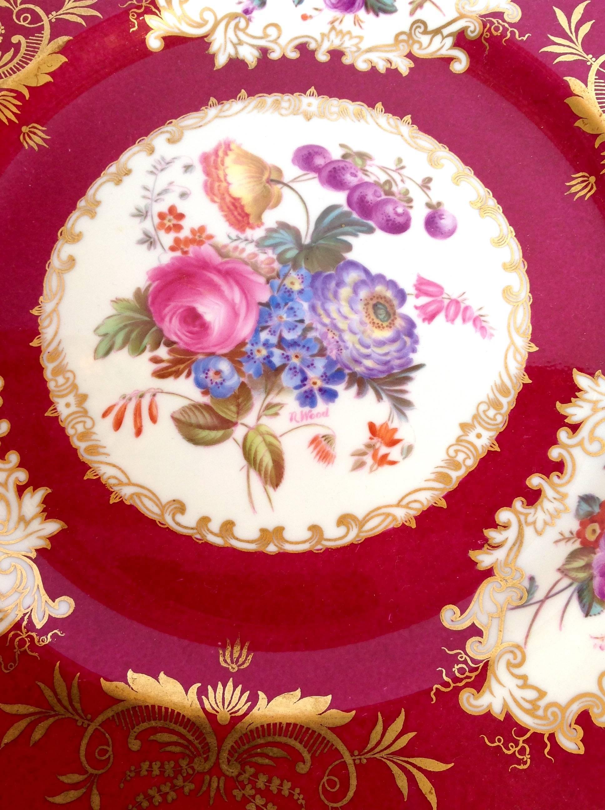 19th Century Two Dozen Copeland Spode Hand-Painted 24 Plates For Sale