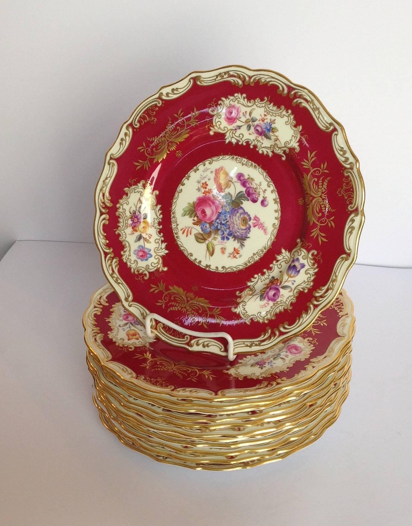 Two Dozen Copeland Spode Hand-Painted 24 Plates For Sale 1