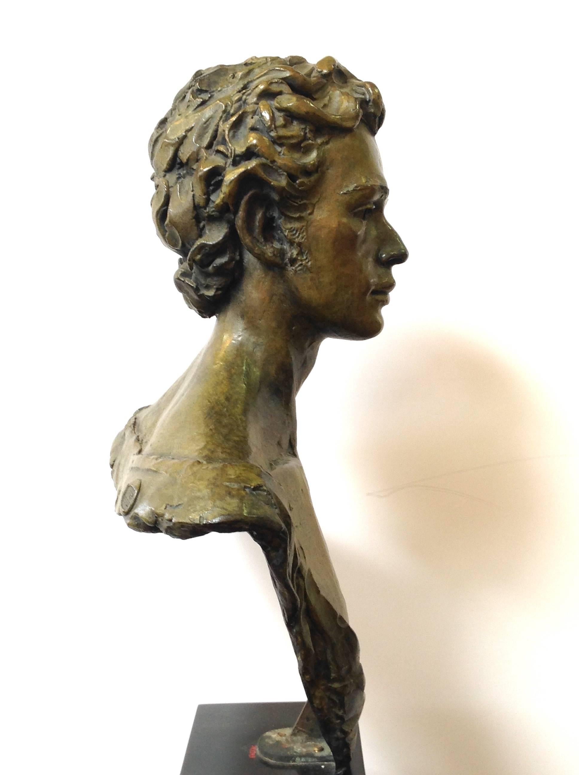 English Bronze Bust Ballet Dancer Anthony Doelll by Enzo Plazzotta For Sale