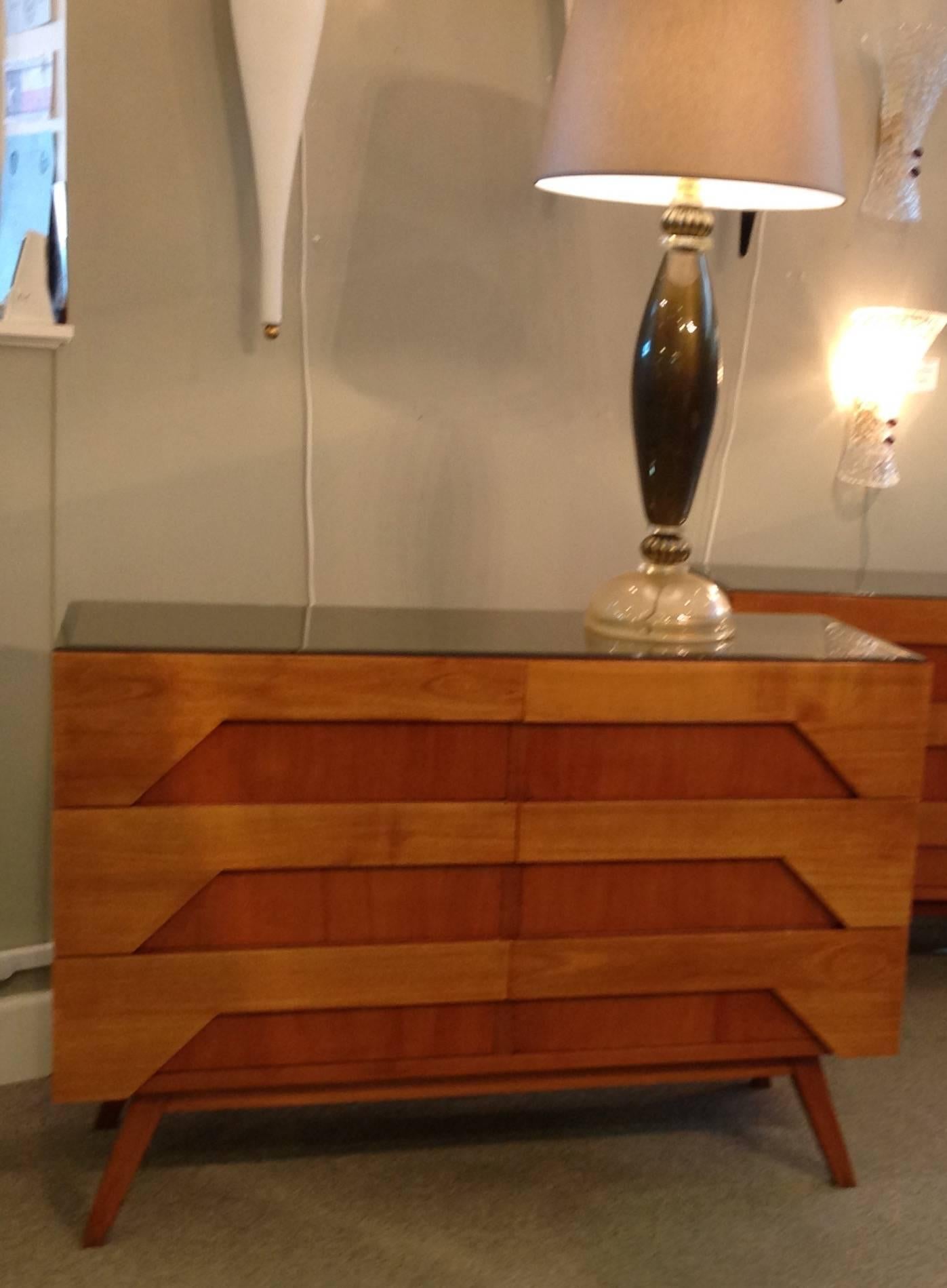 Mid-Century Modern Pair of Italian Fruitwood Cabinets For Sale