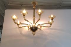 Venini Gold Chandelier Eight Arms