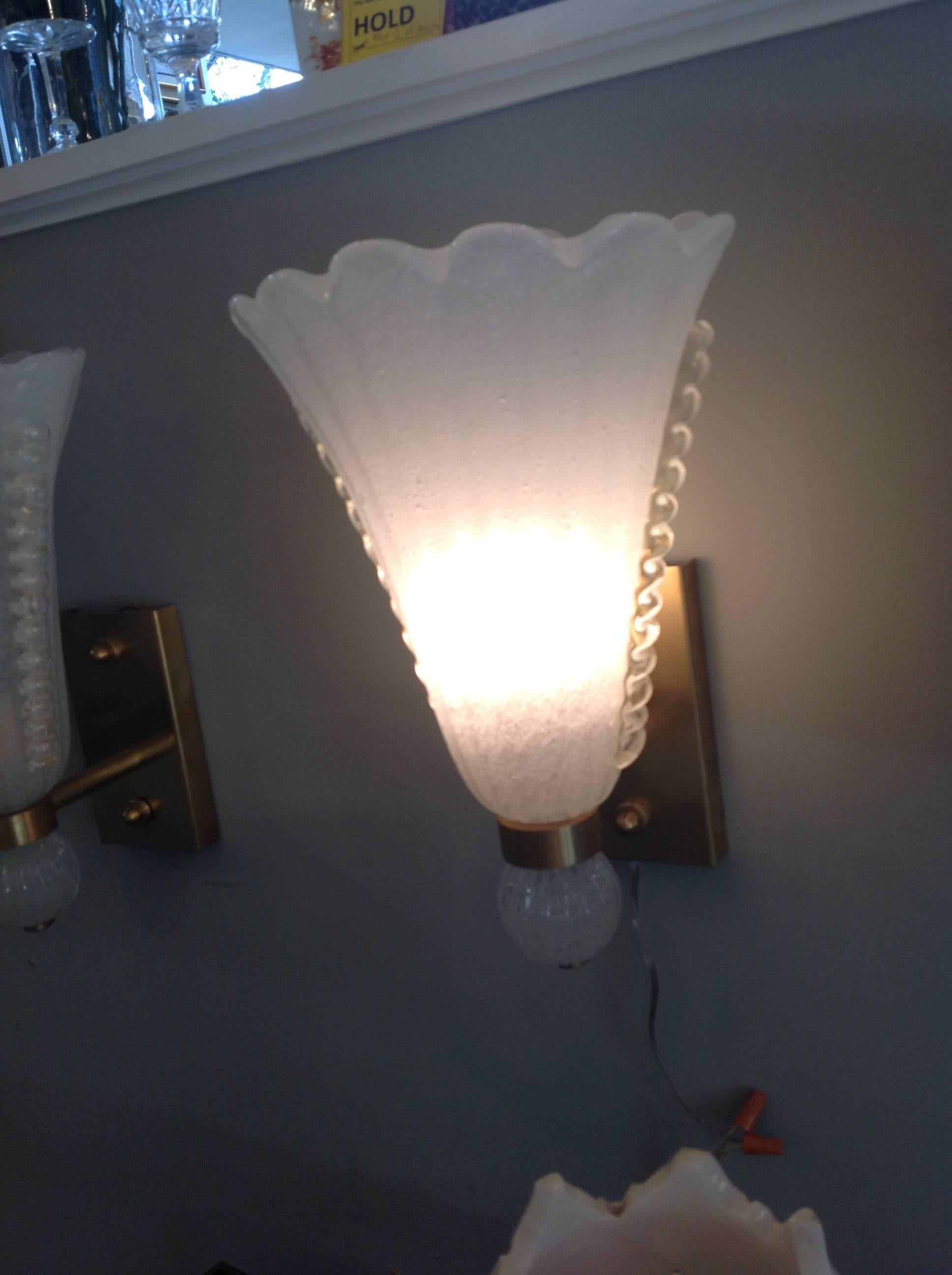 Mid-20th Century Pair of Barovier Sconces, 1940s For Sale