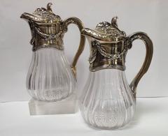 Pair of French Claret Jugs 1st Standard Silver A. Risler and Carre Paris
