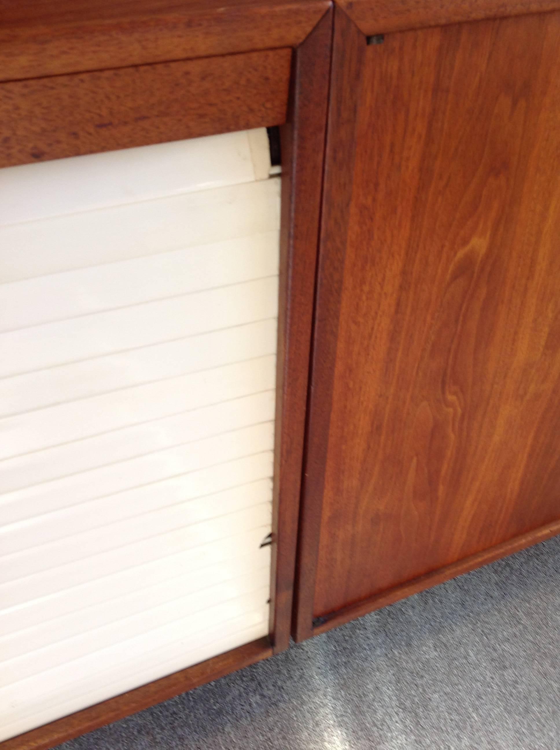 Teak Jens Risom Tambour Door Credenza For Sale