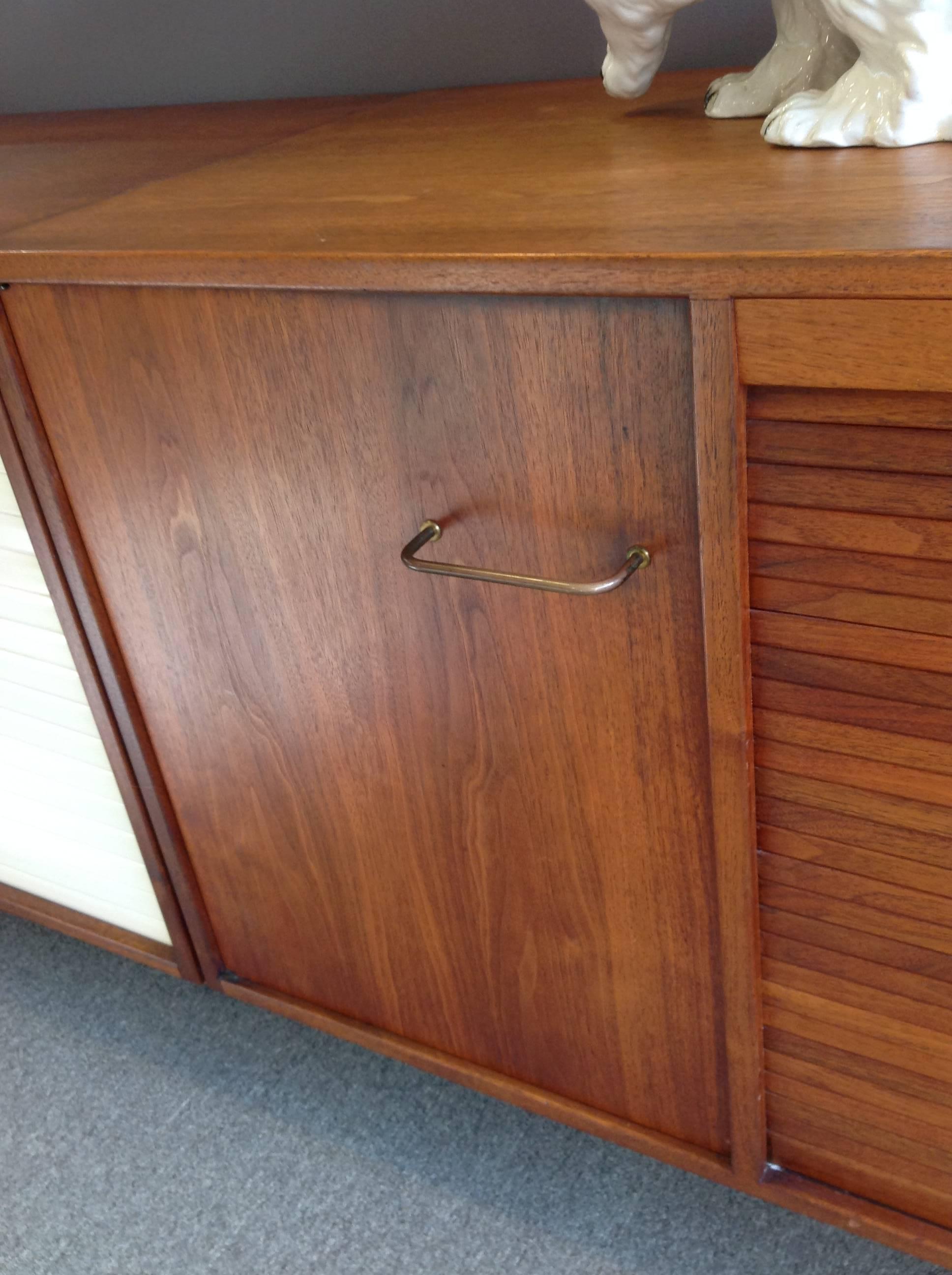 Mid-Century Modern Jens Risom Tambour Door Credenza For Sale