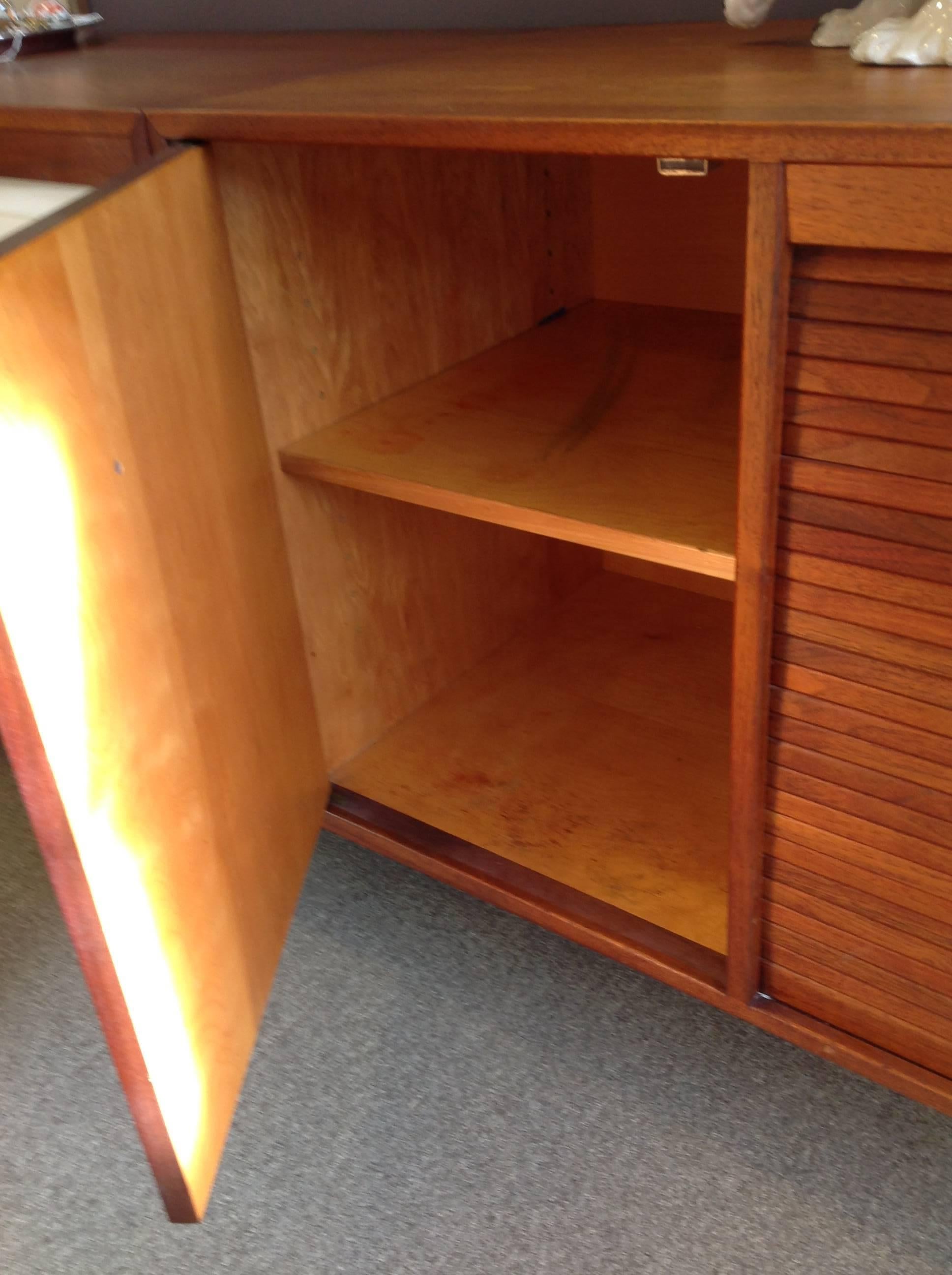 American Jens Risom Tambour Door Credenza For Sale