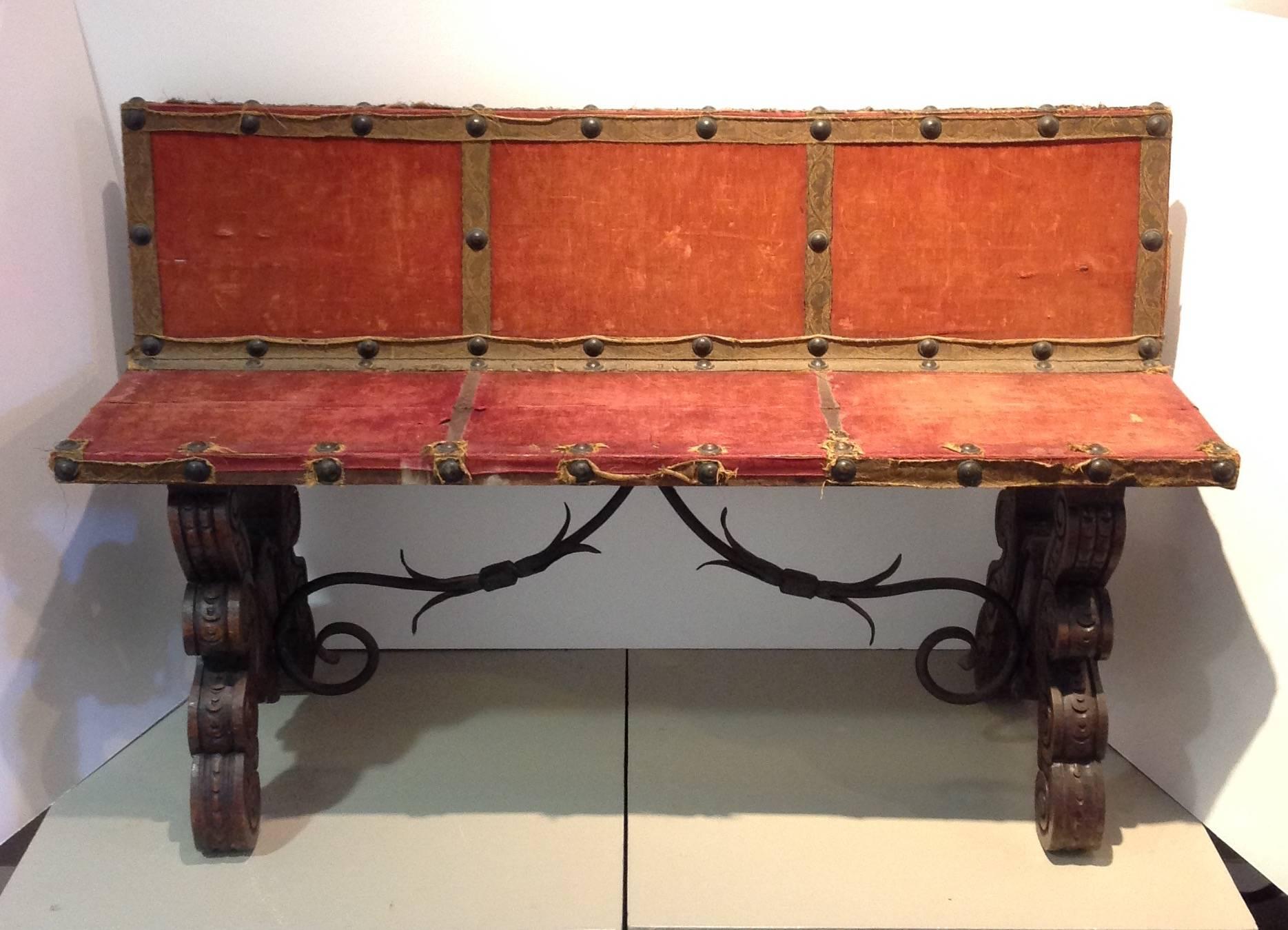 Antique Spanish Hall Bench 19th Century For Sale 3