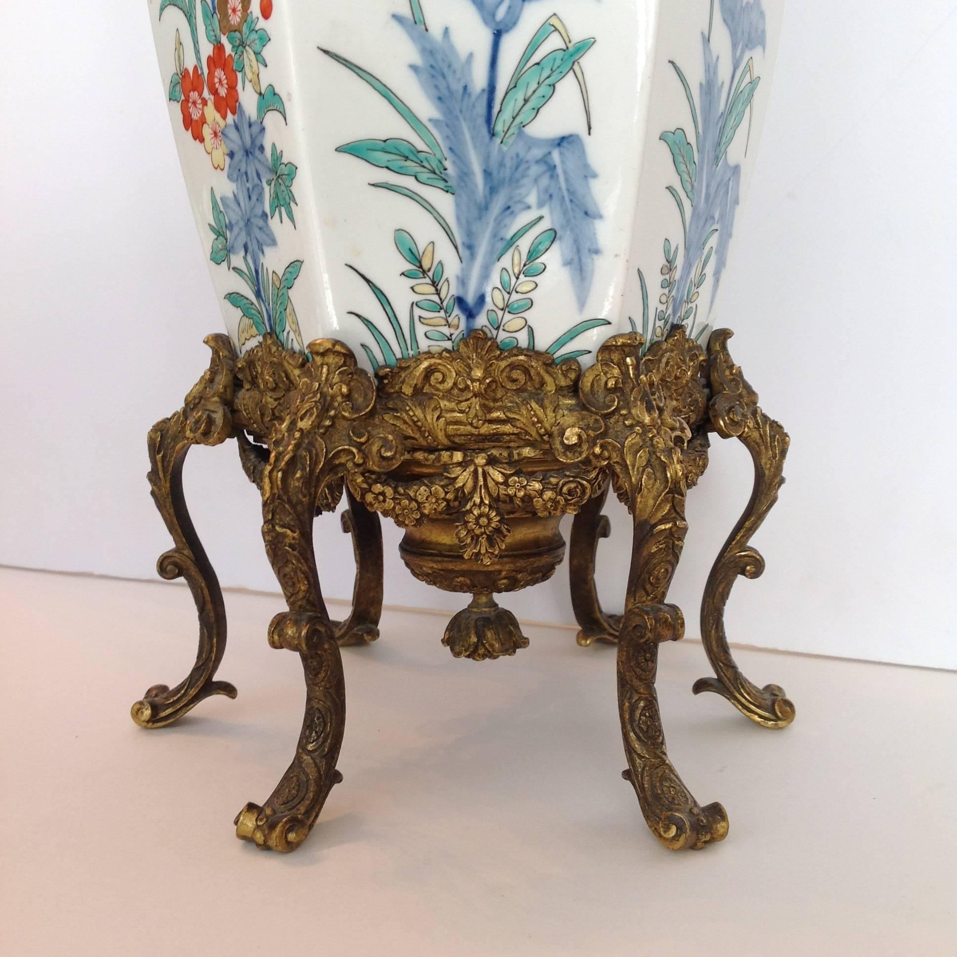 Porcelain Sampson Vase Bronze Mounted, 19th Century For Sale