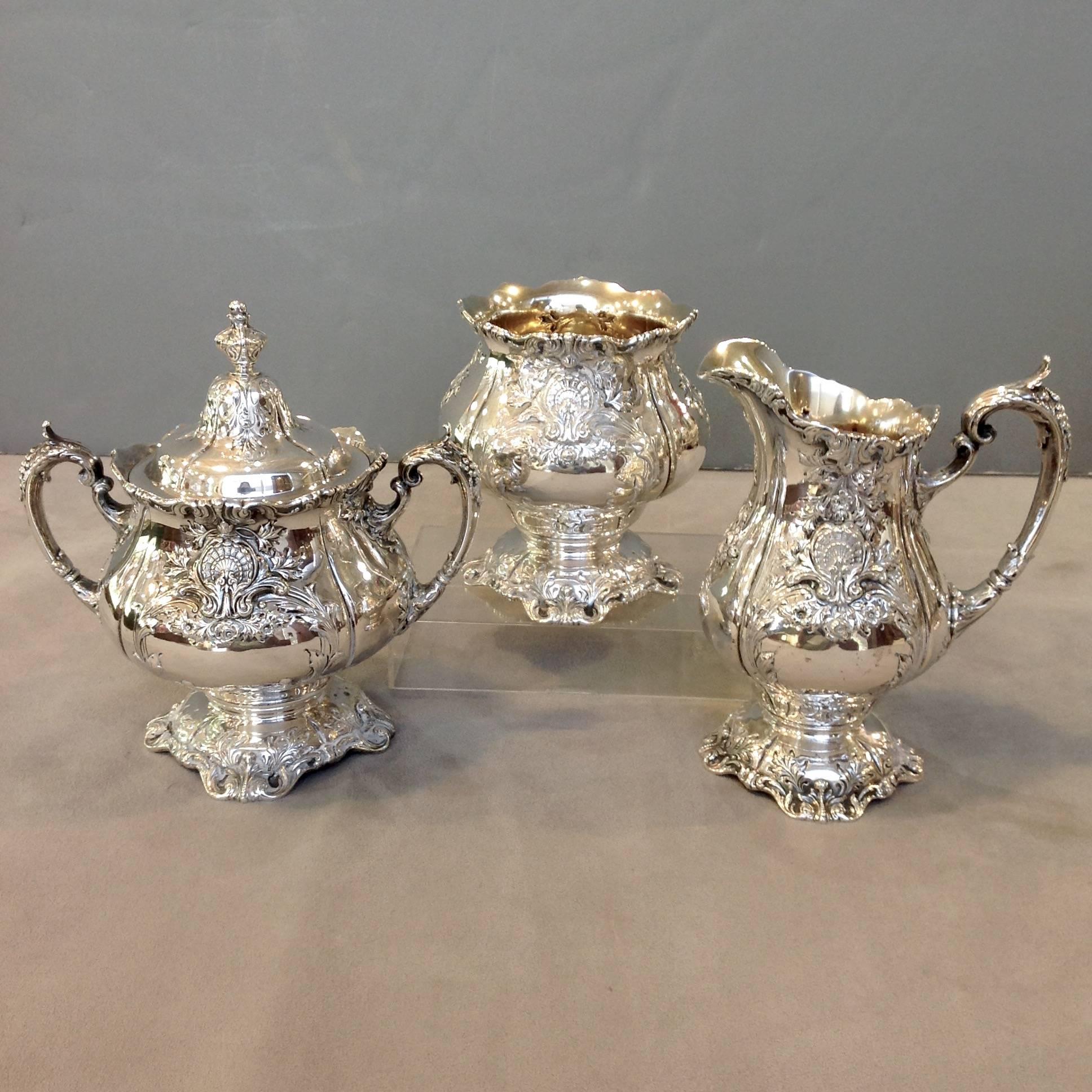 Silver Sir Christopher Sterling Tea Set with Tray For Sale