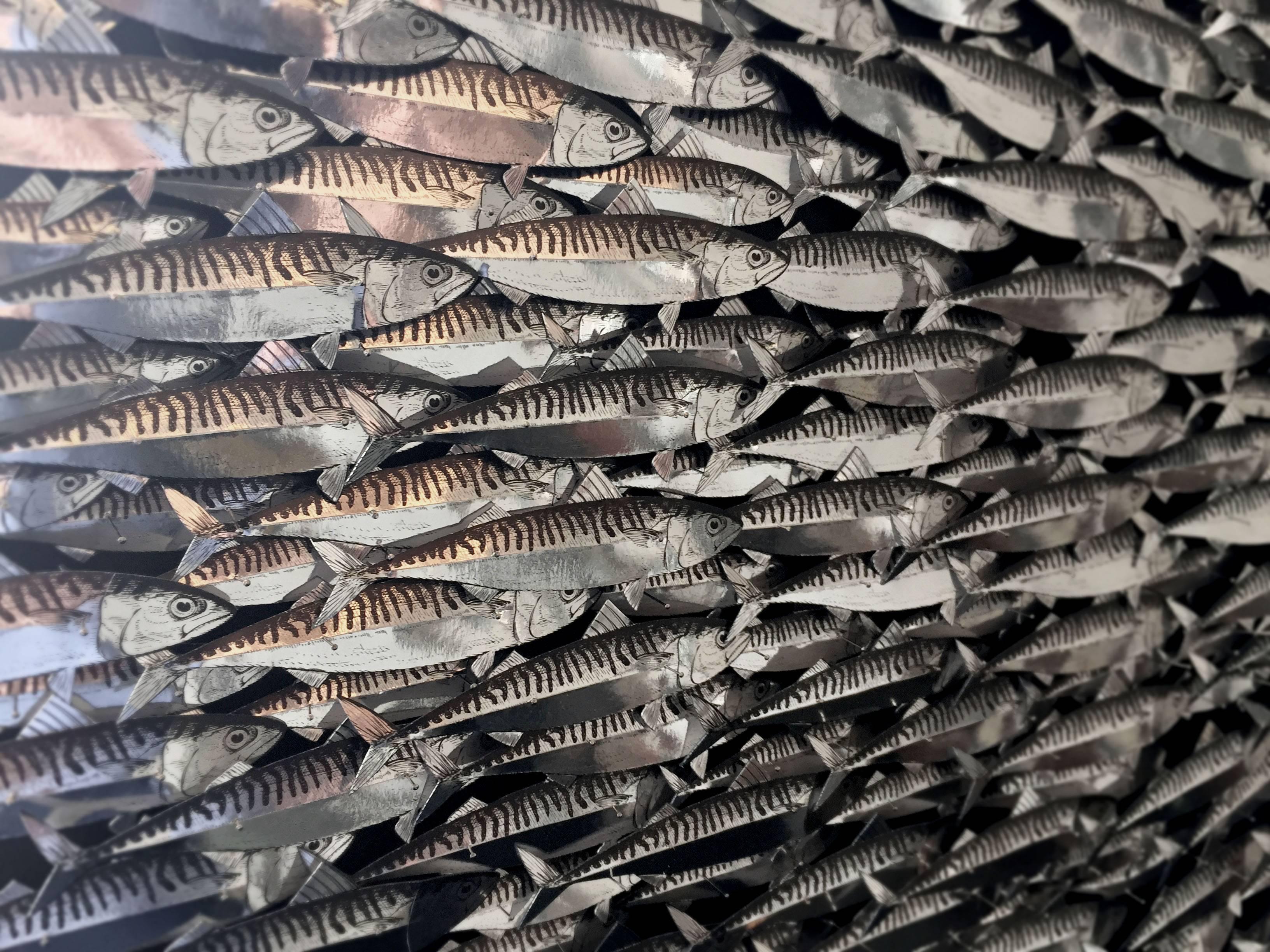 SURGE: framed 3-D shoal of robust reflective paper-based mackerel fish  For Sale 2