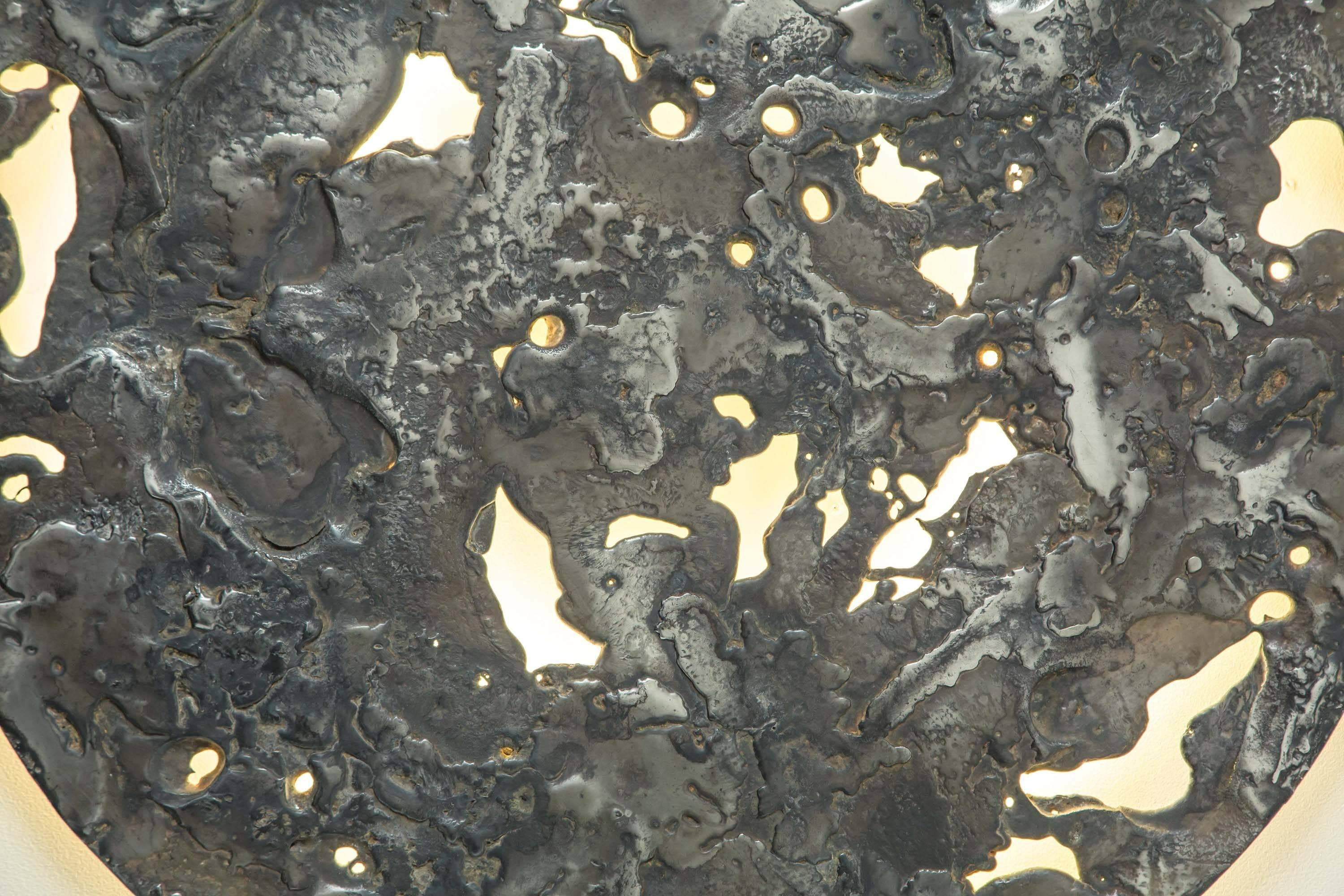 Pewter 'IO Moon' Light Sculpture For Sale