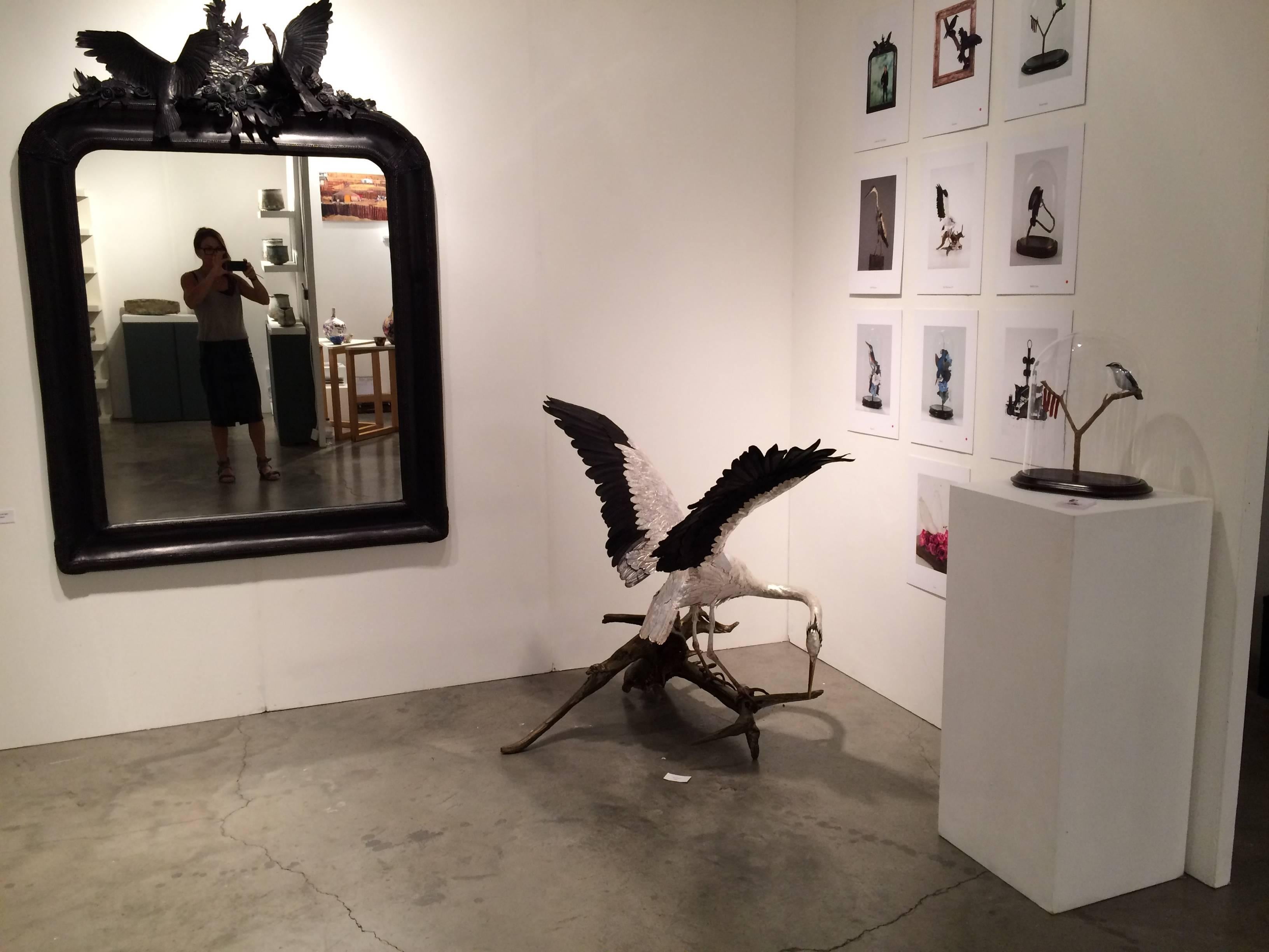 British Self Reliance 2 - life-size leather heron sculpture  by Georgina Brett Chinnery For Sale